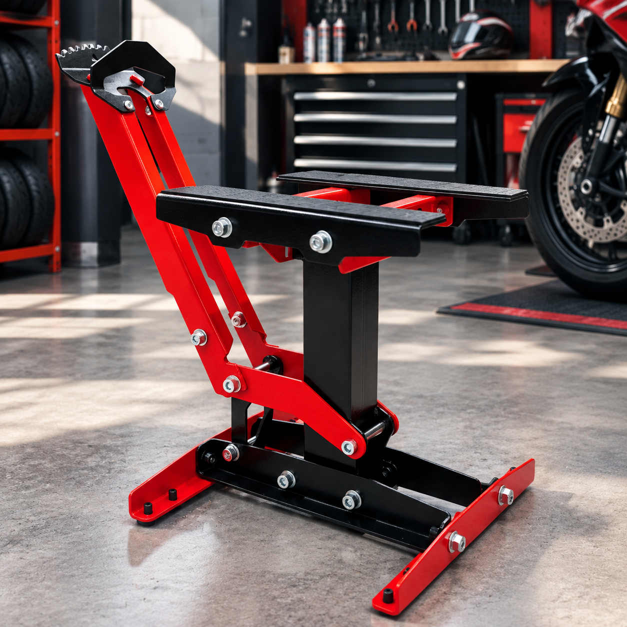 Heavy-Duty Adjustable Motorcycle Lift Stand