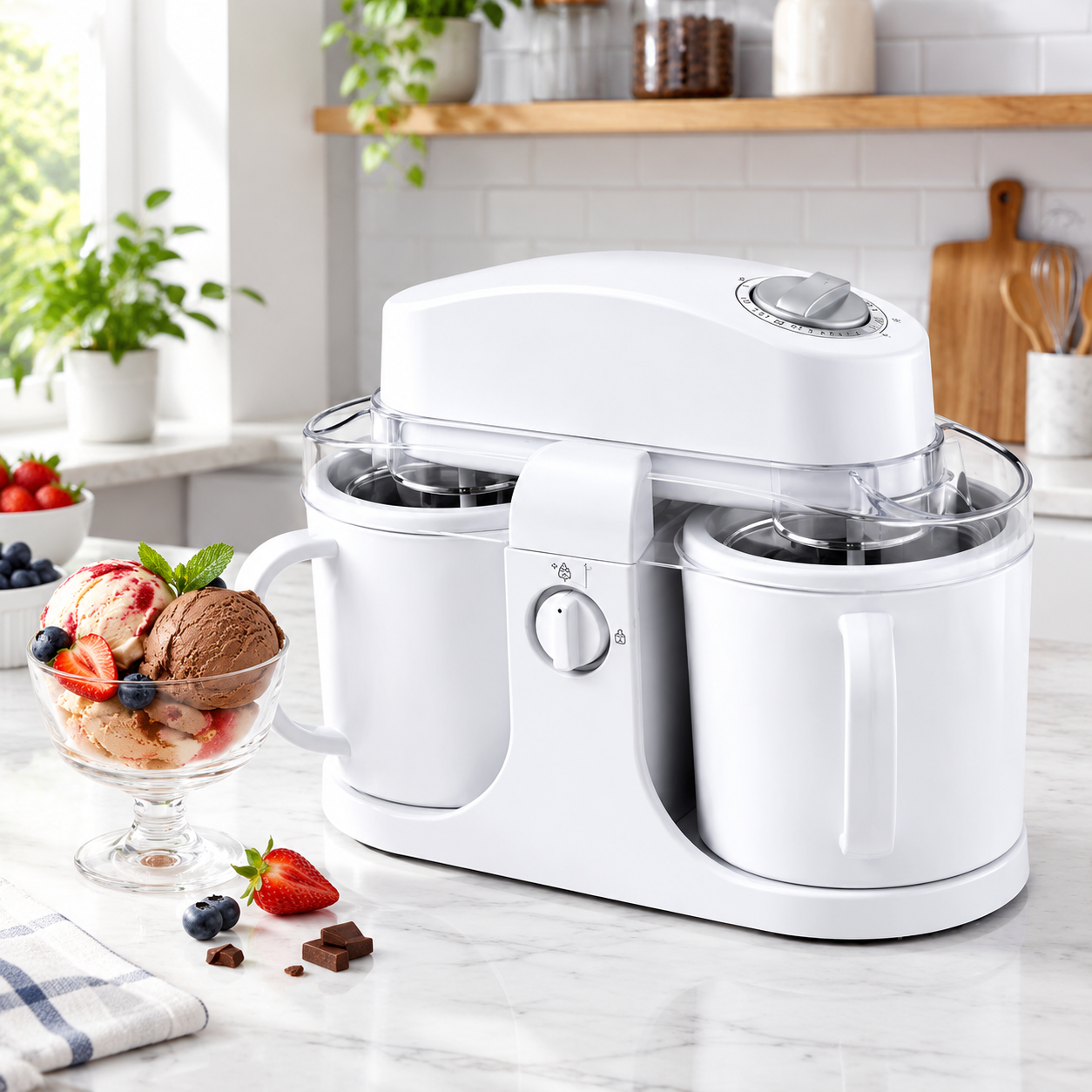 Dual-Bowl Ice Cream Maker