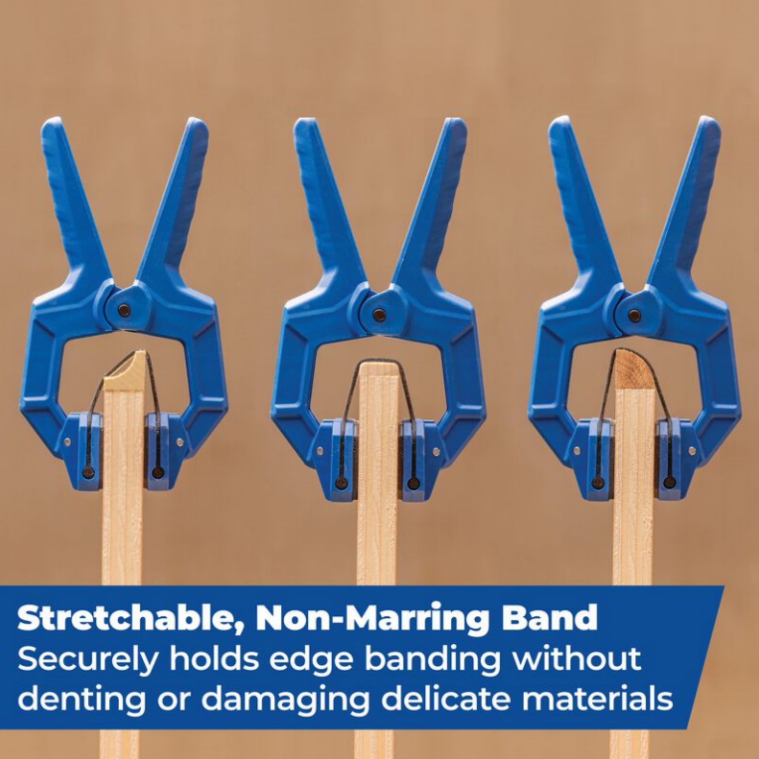 Edge Band Clamps – 4 Pack, One-Hand Application, Stretchable Band 