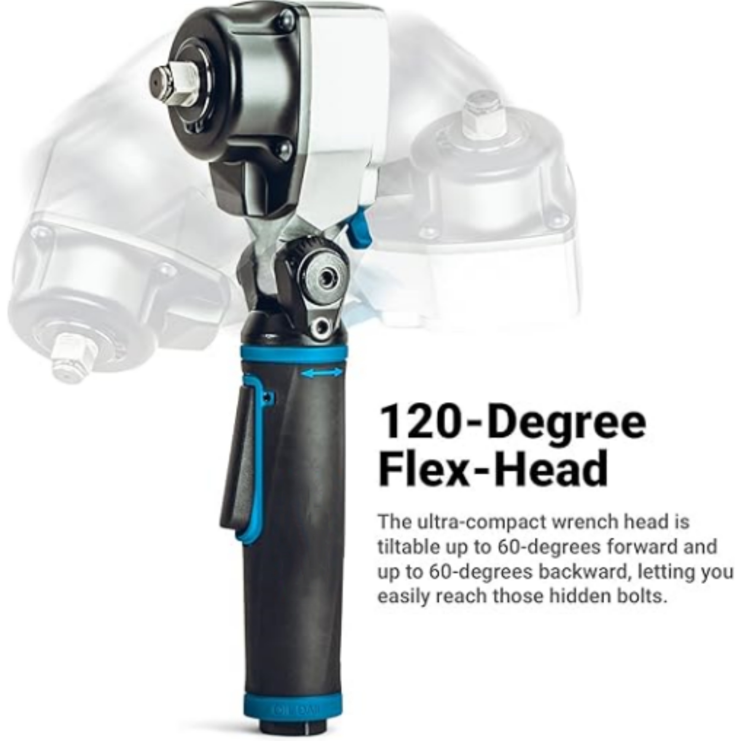 3/4" Flex-Head Air Angle Impact Wrench – 738 ft-lbs, 120° Flexible Head