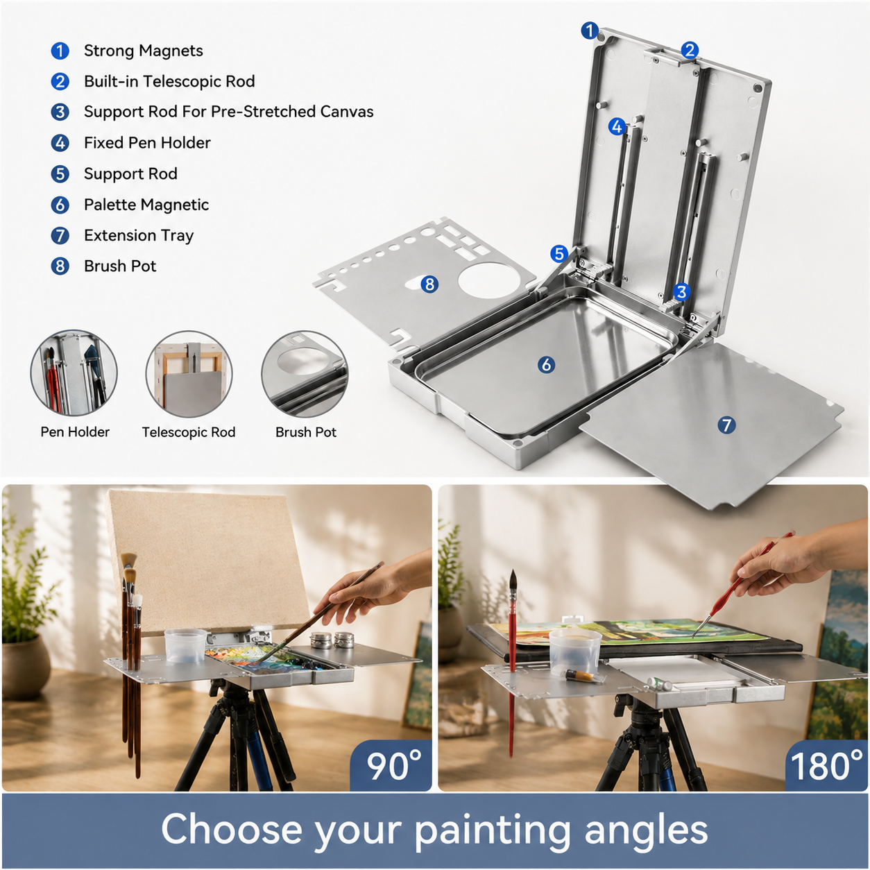 Portable Aluminum Artist Storage Box – Adjustable Plein Air Painting Case