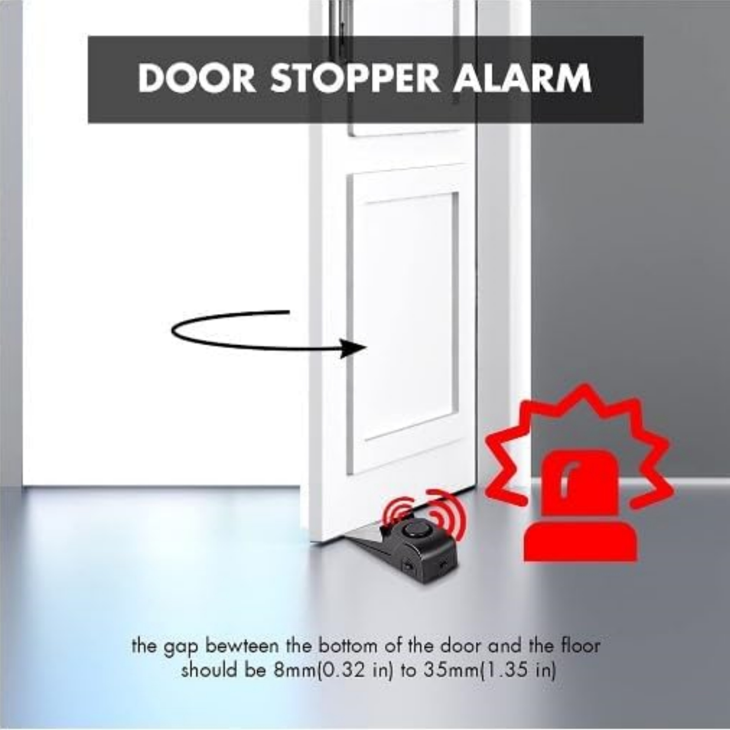 Door Stop Alarm – 120dB Siren, Adjustable Sensitivity, Portable Security