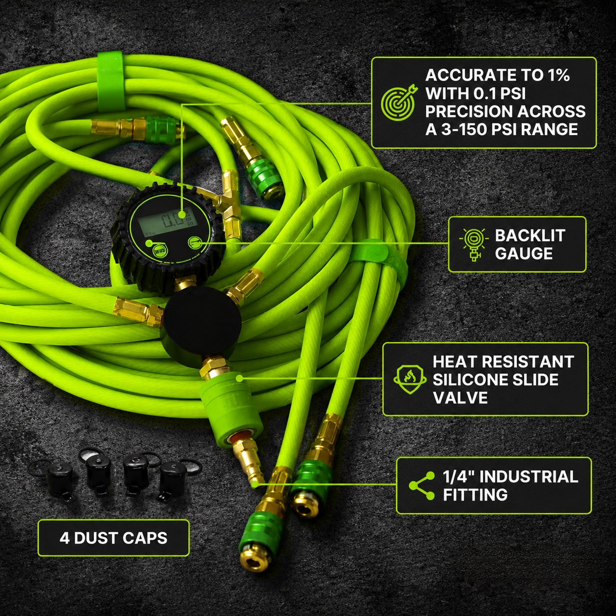 4-Tire Inflation Deflation Hose Kit – Off-Road Tire Pressure Management System
