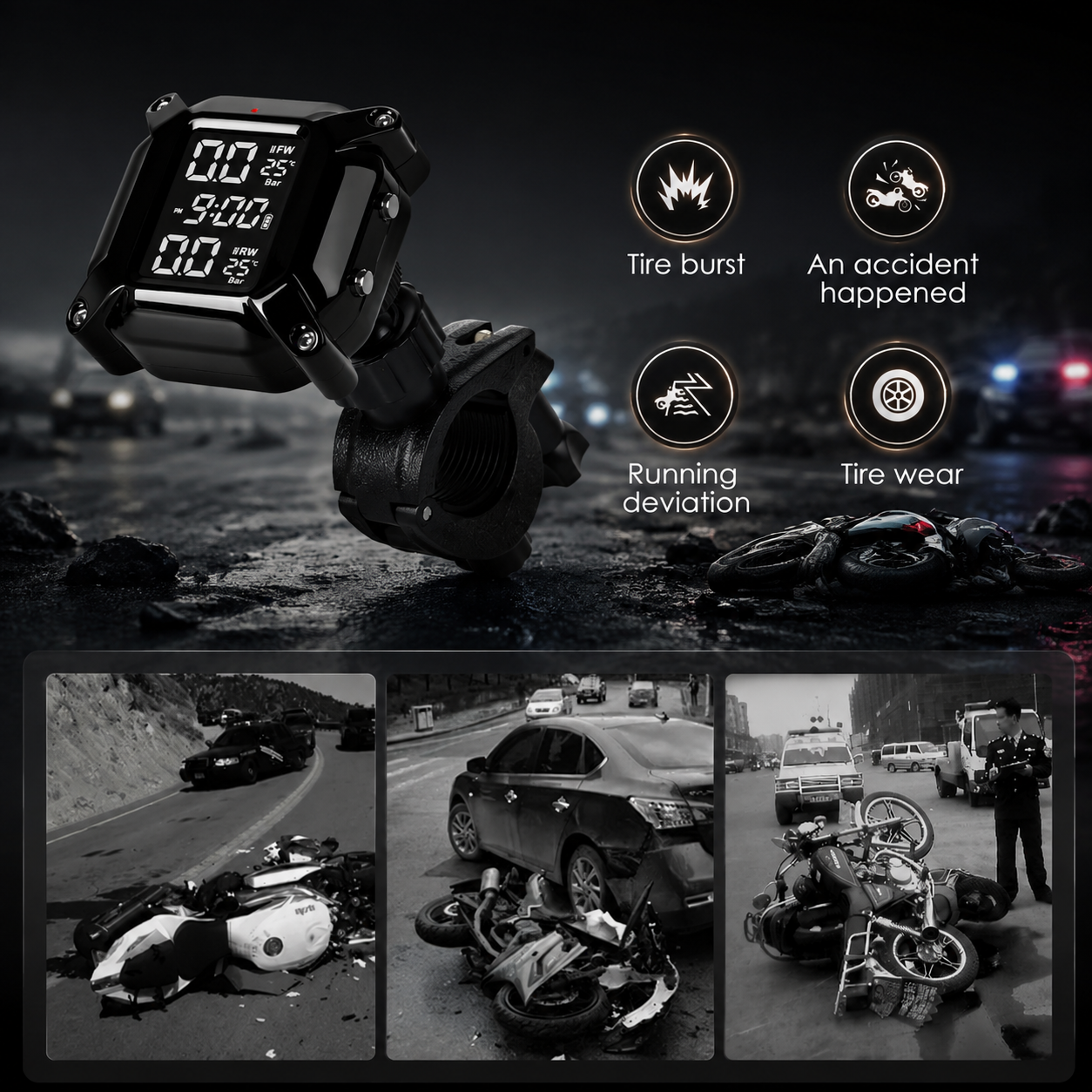 Wireless Motorcycle Tire Pressure Monitoring System – Real-Time Riding Safety Assistant