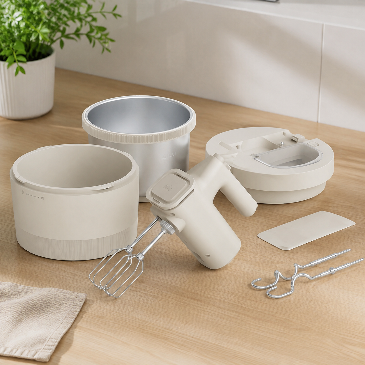 2-In-1 Electric Mixer With Bowl – Compact Kitchen Helper For Baking & Mixing