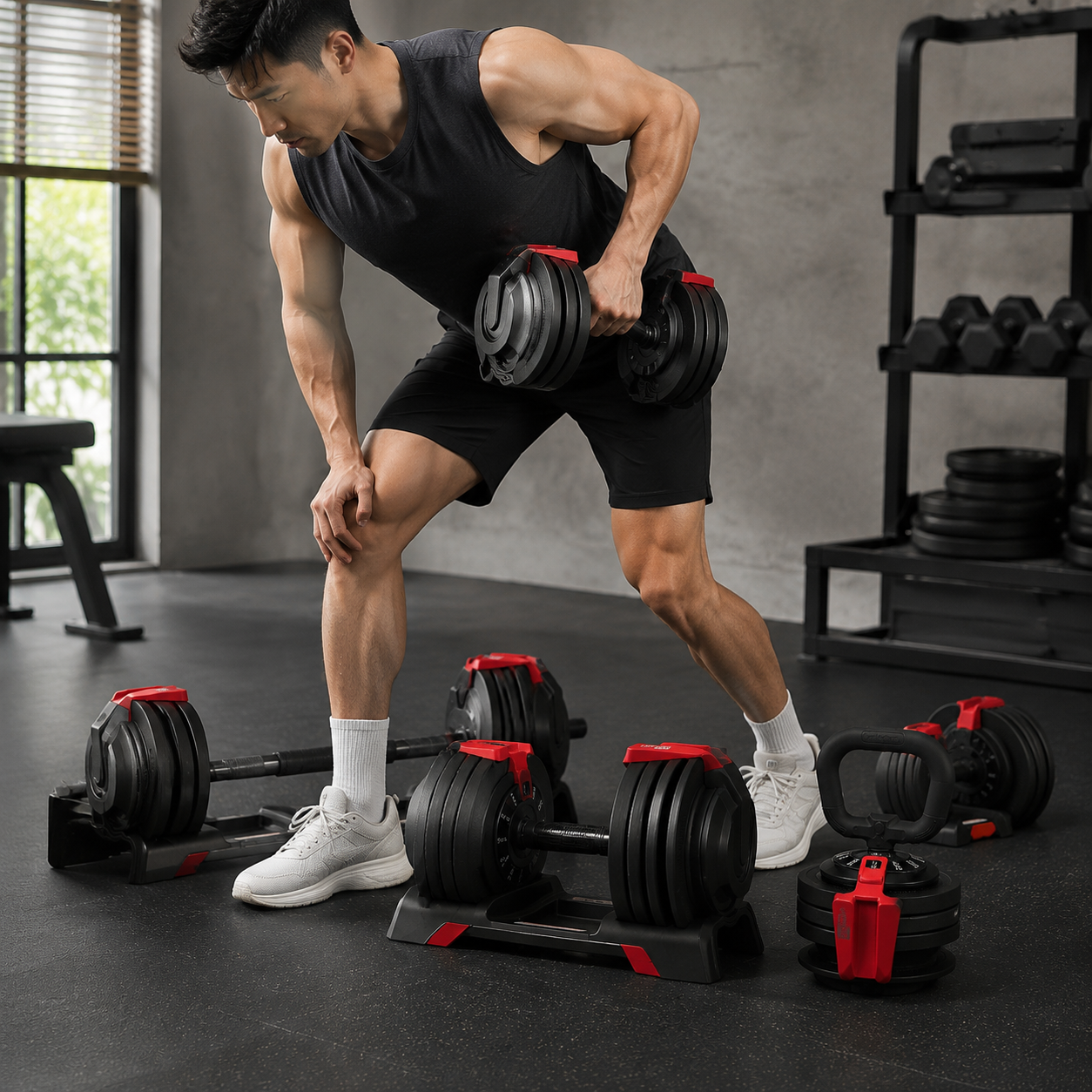 3-in-1 Adjustable Weight Set – Dumbbell, Barbell & Kettlebell In One Compact System