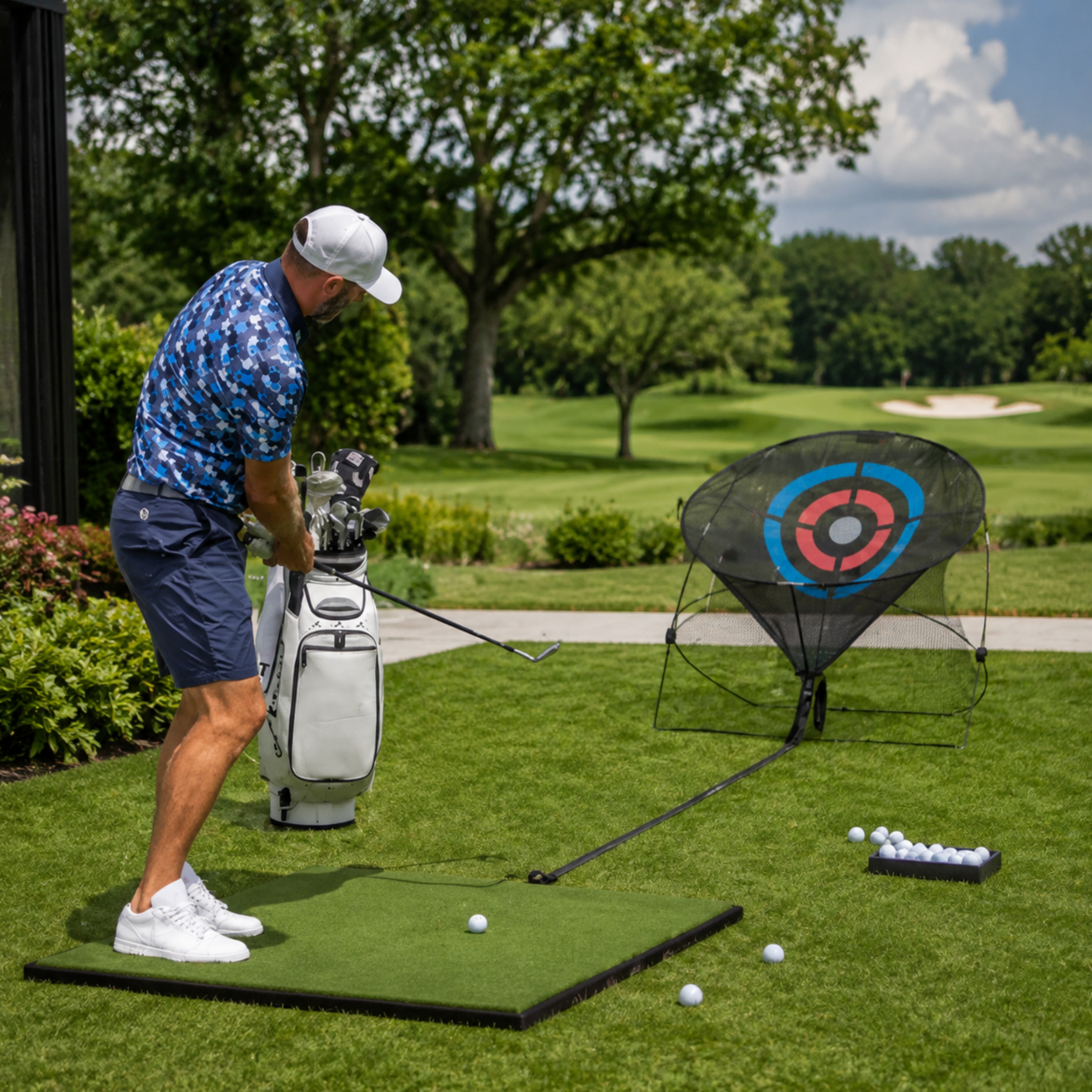 Portable Golf Chipping Practice Net – Automatic Ball Return Training System