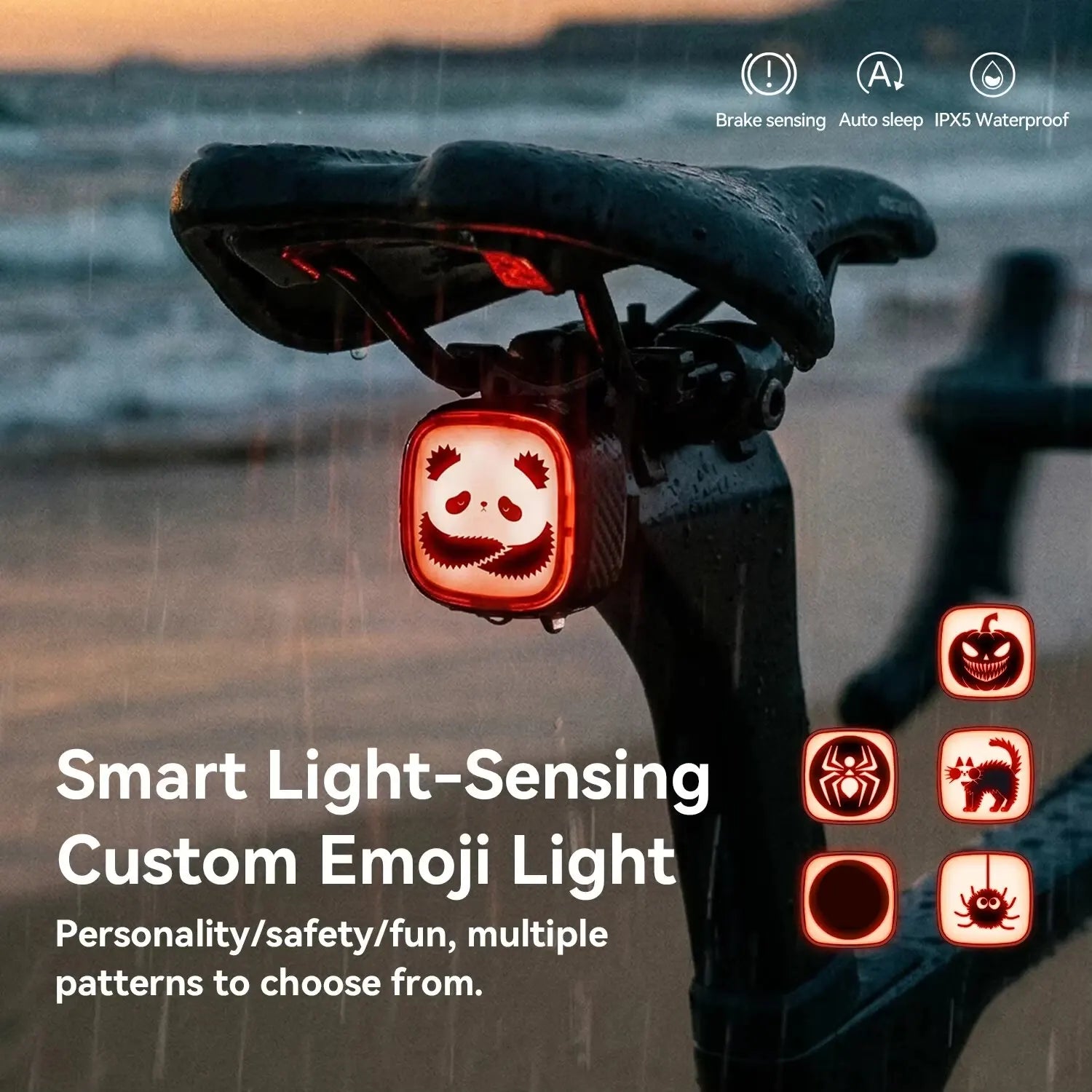 Emoji LED Smart Bicycle Tail Light