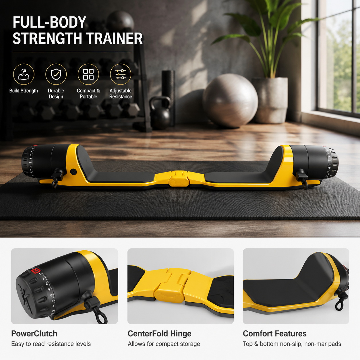 Portable Smart Cable Gym – 5‑300 lbs Resistance, Bluetooth Connected, Folds for Storage
