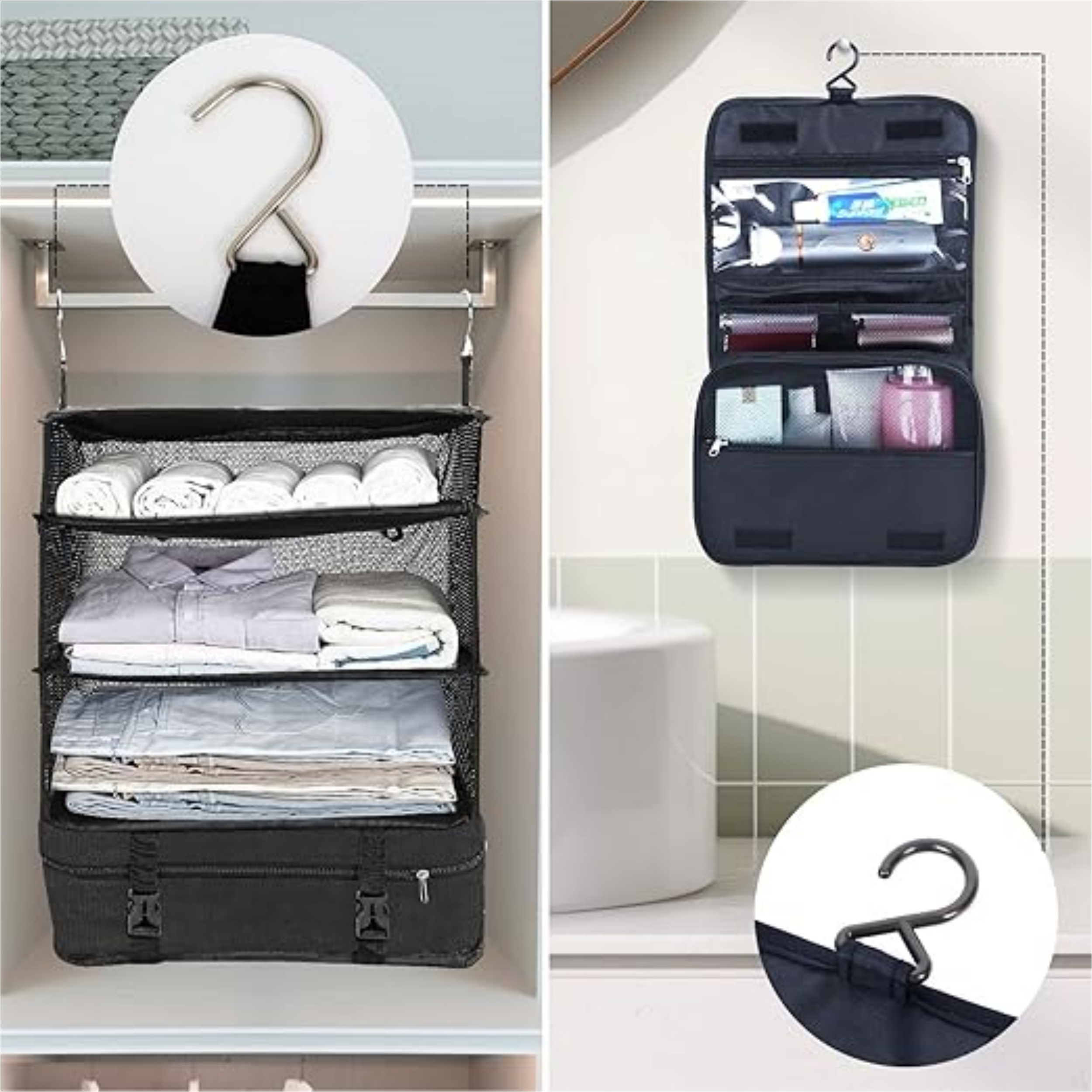 Travel Hanging Organizer with Toiletry Bag – Your Portable Wardrobe on the Go