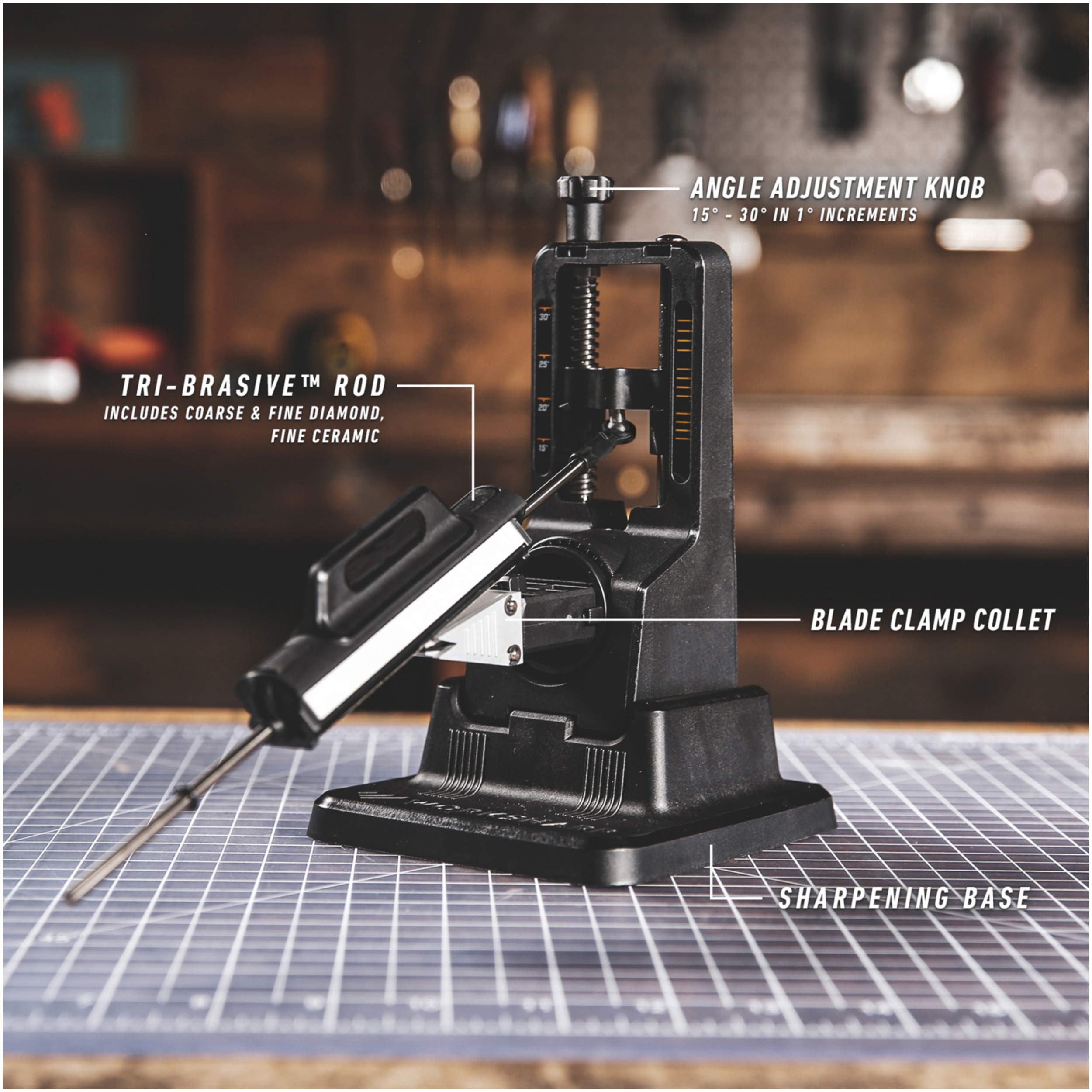 Precision Adjust Knife Sharpener – 3 Grits, 15‑30° Angle, Benchtop or Handheld 