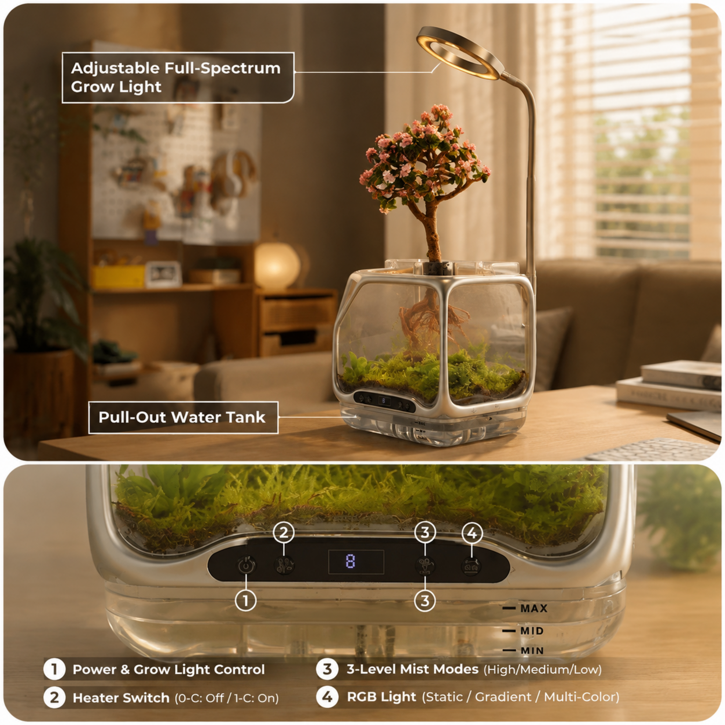 Scenic Aeroponic Ecosystem – Smart Indoor Garden With Mist Growing Technology