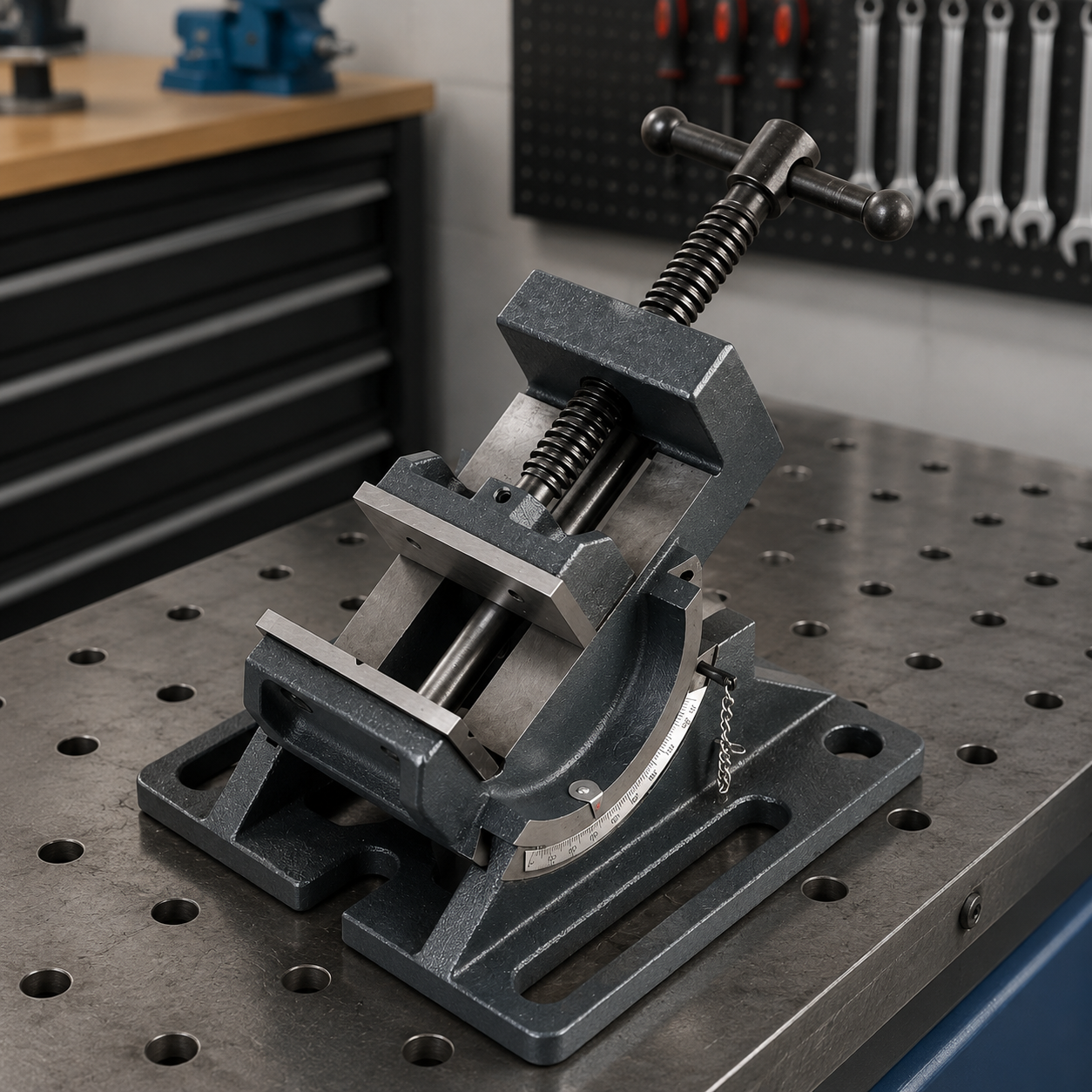Adjustable Angle Drill Press Vise – Heavy Duty Precision Workholding Tool