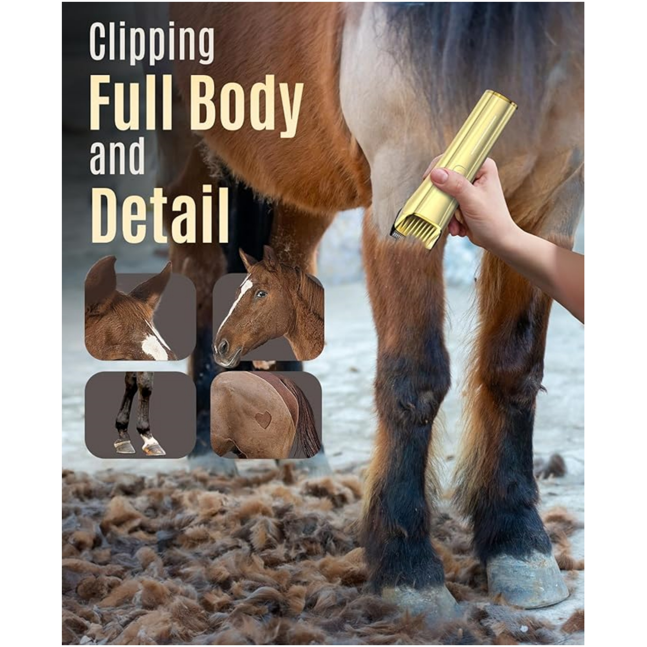 Cordless Horse Clippers – Low Noise, 2‑Speed for Thick & Matted Coats 