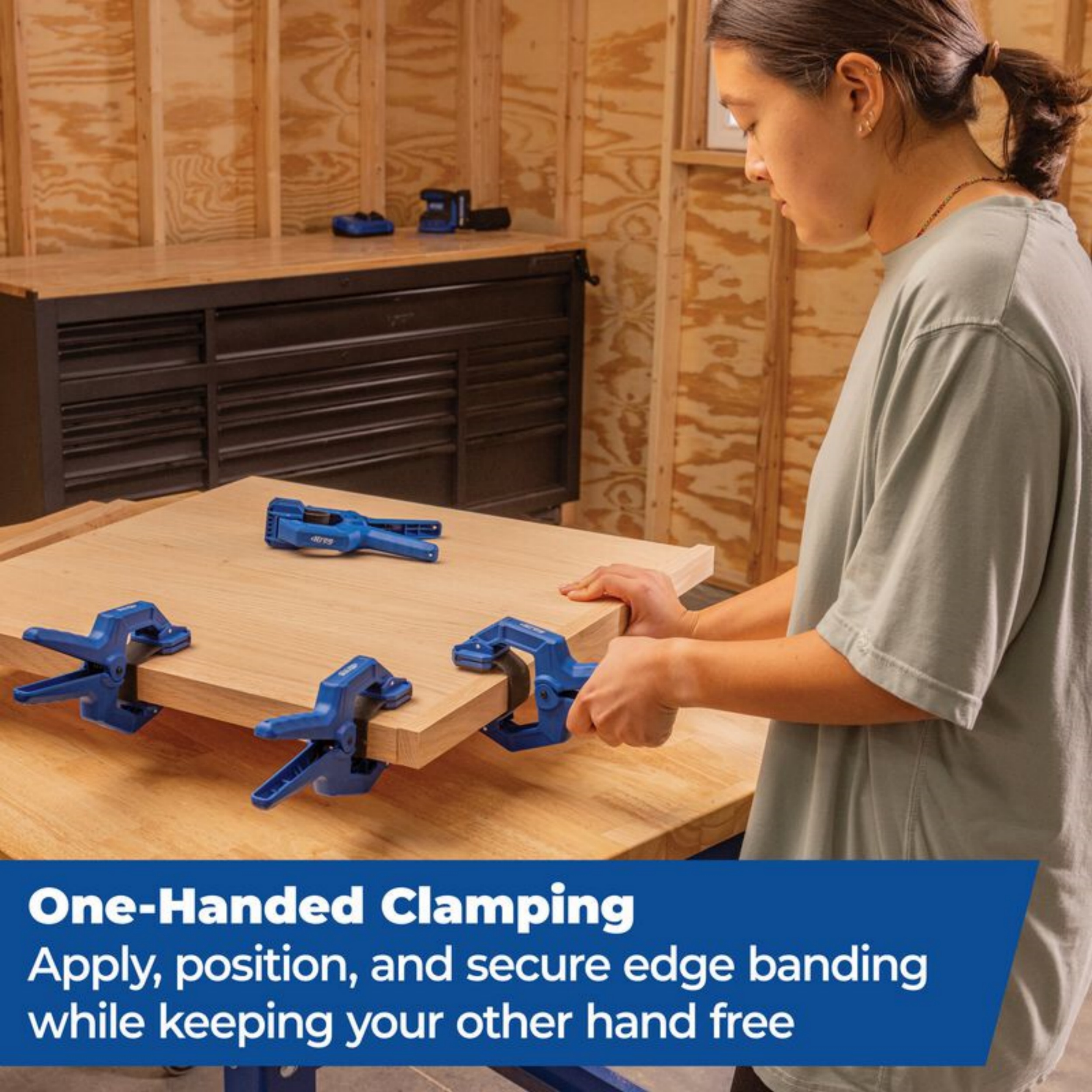 Edge Band Clamps – 4 Pack, One-Hand Application, Stretchable Band 