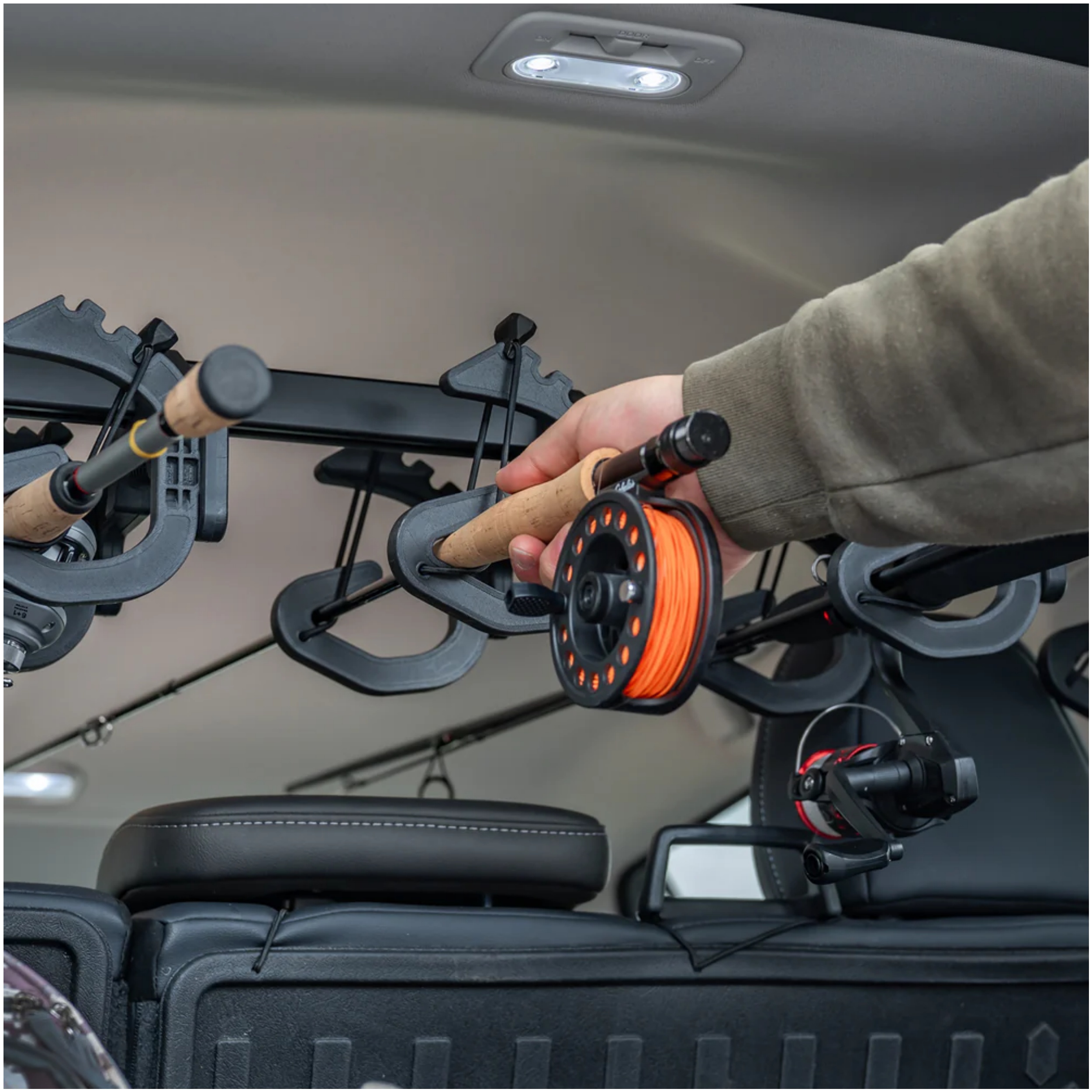 In-Vehicle Fishing Rod Holder – Rear‑Only Mount for SUVs, Wagons & Vans 