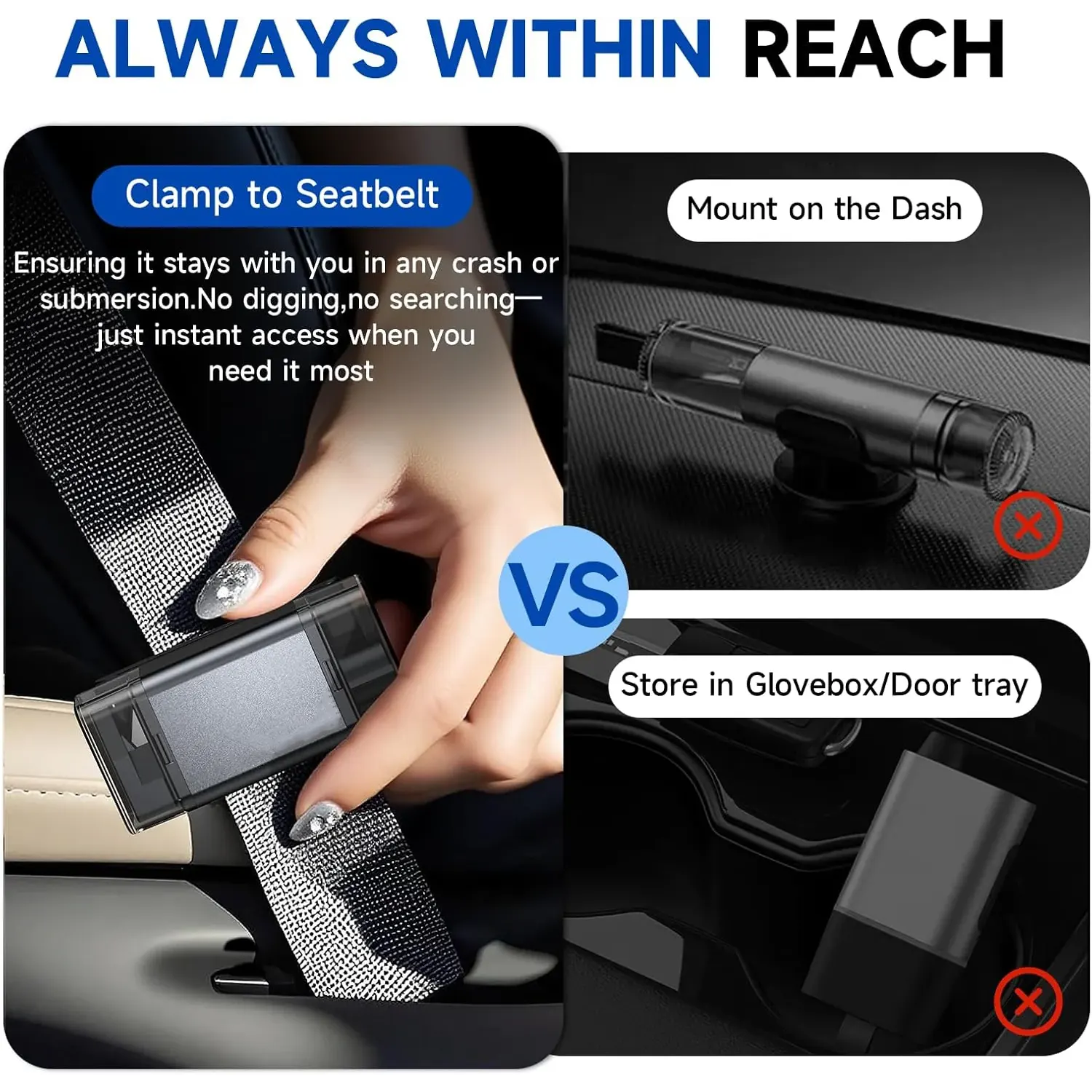 2-in-1 Car Safety Tool – Window Breaker & Seatbelt Cutter