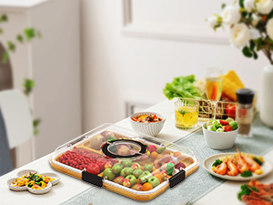 Renmxj Charcuterie Board with Clear Lid, Travel Portable Cheese Board Charcuterie Boxes