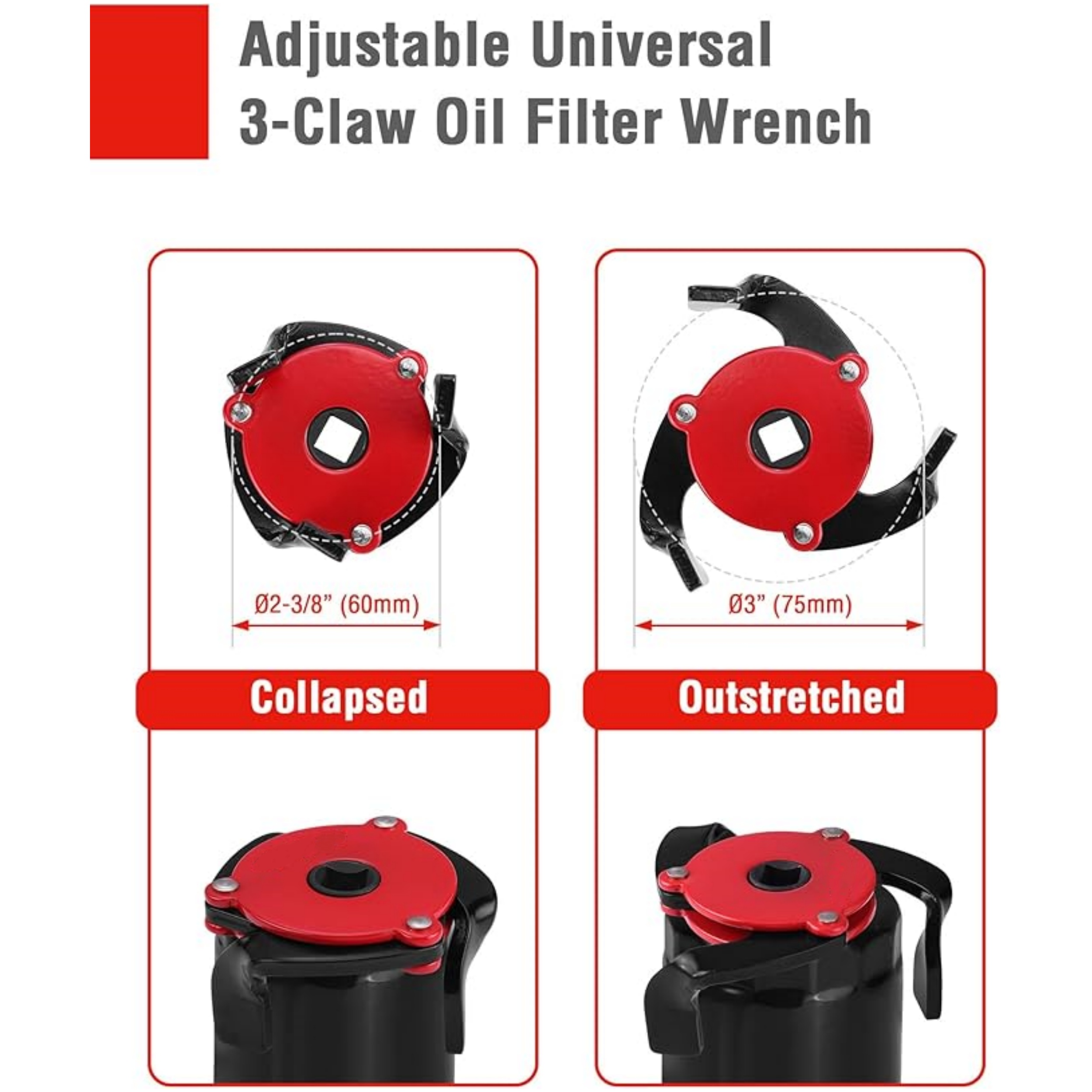 Oil Filter Wrench Set – Adjustable Plier & 3‑Jaw Universal Remover
