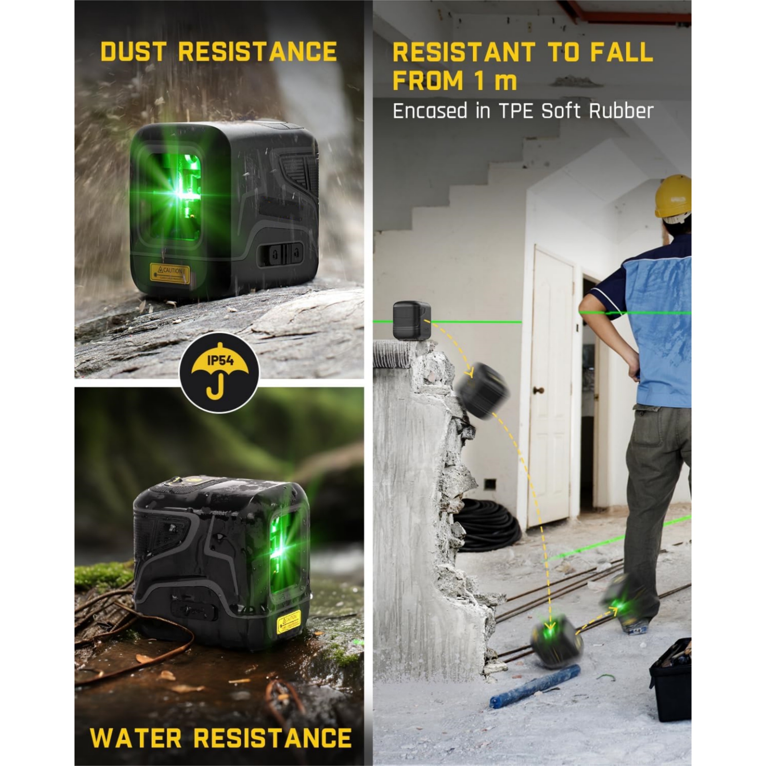 Pocket Green Laser Level – Self‑Leveling, 100ft Range, USB‑C Rechargeable 