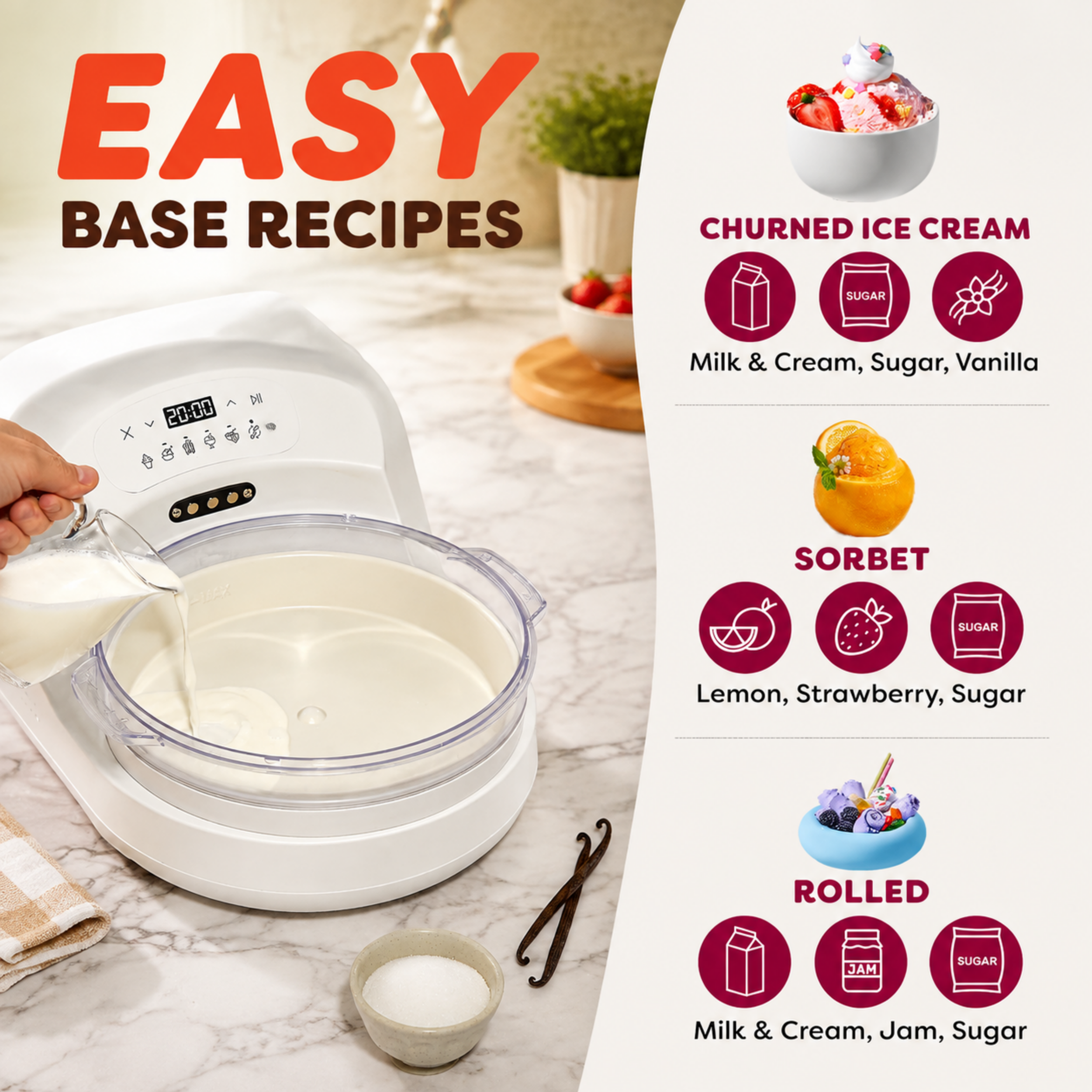 Automatic Frozen Dessert Maker – No Pre-Freezing Ice Cream Creation System