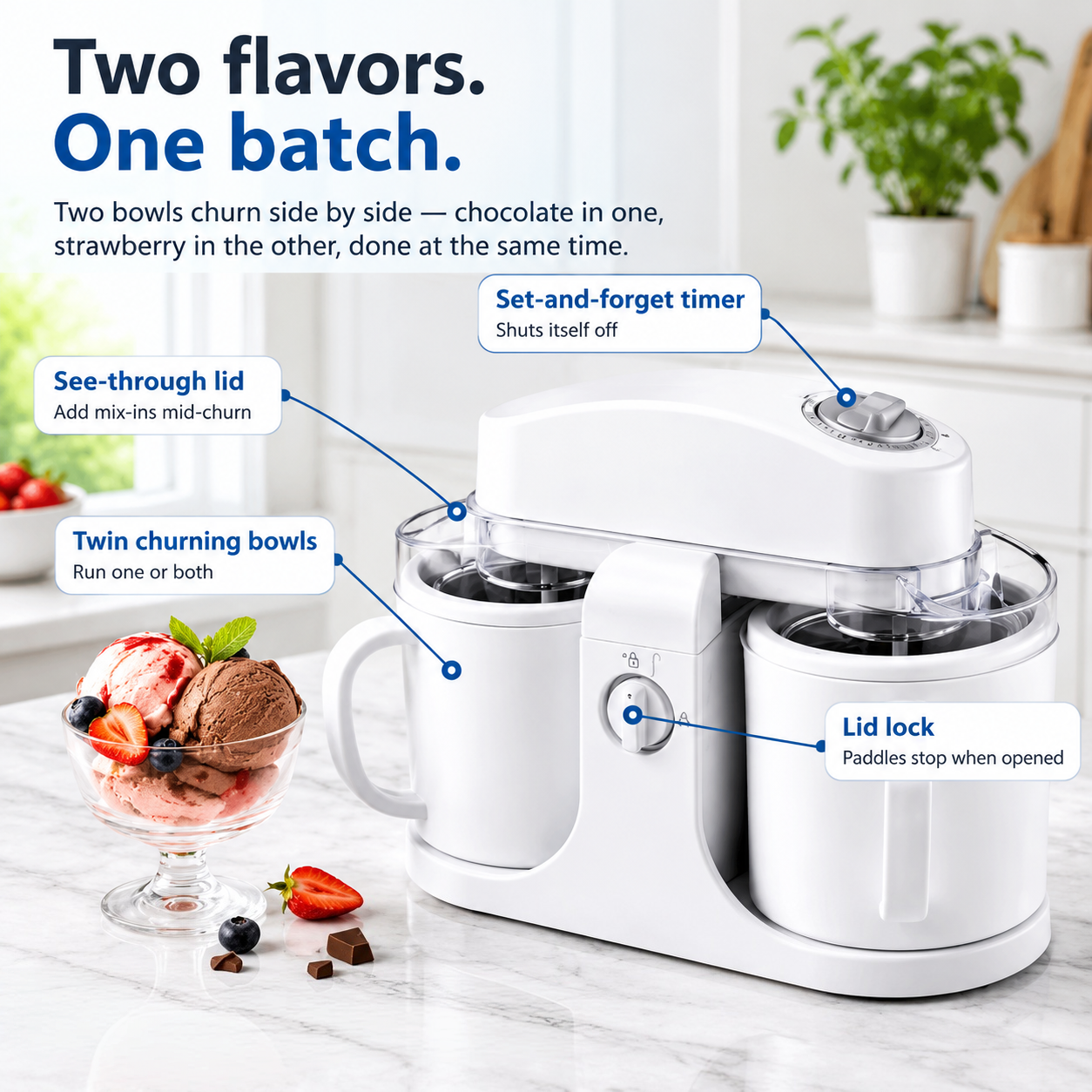 Dual-Bowl Ice Cream Maker