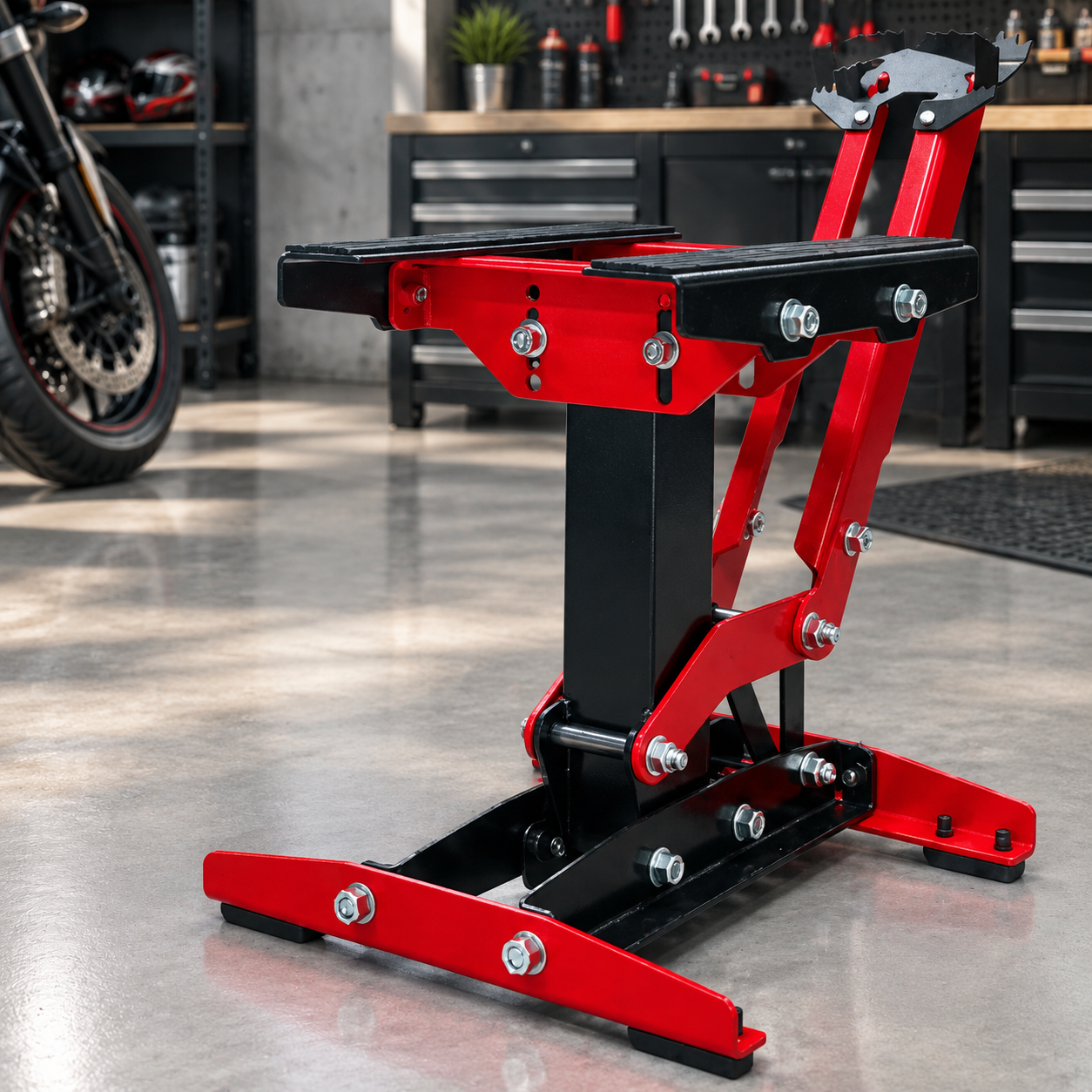 Heavy-Duty Adjustable Motorcycle Lift Stand