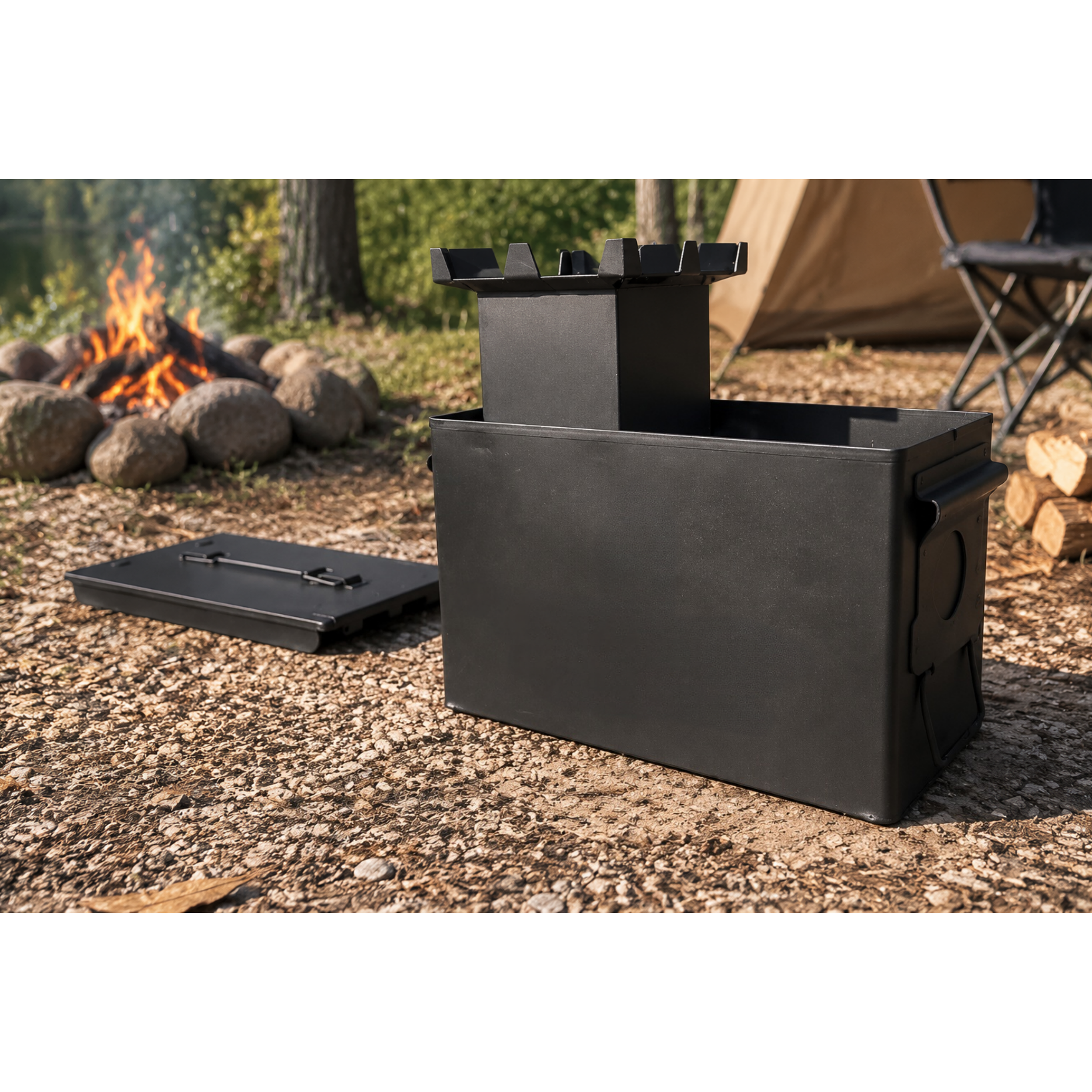 Portable Rocket Stove – Compact Outdoor Cooking System with Efficient Wood-Burning Design