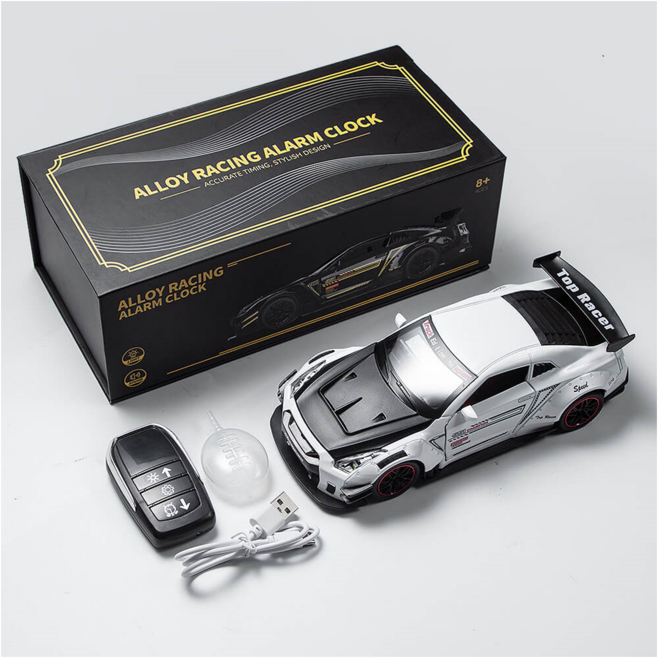 GTR Car Alarm Clock – Engine Sound, Light, Mist & Remote 