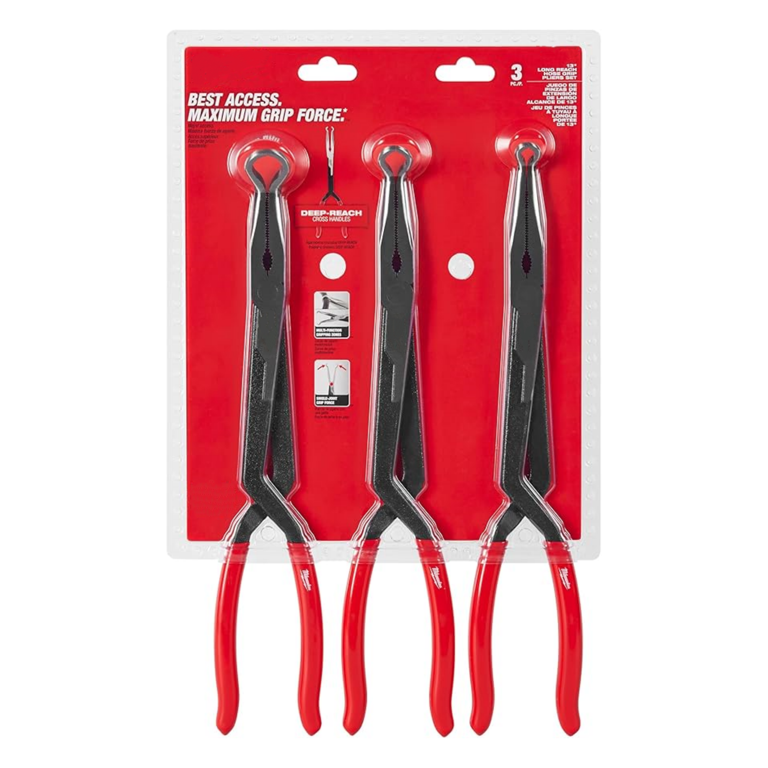 3-Piece Long Reach Hose Grip Pliers Set