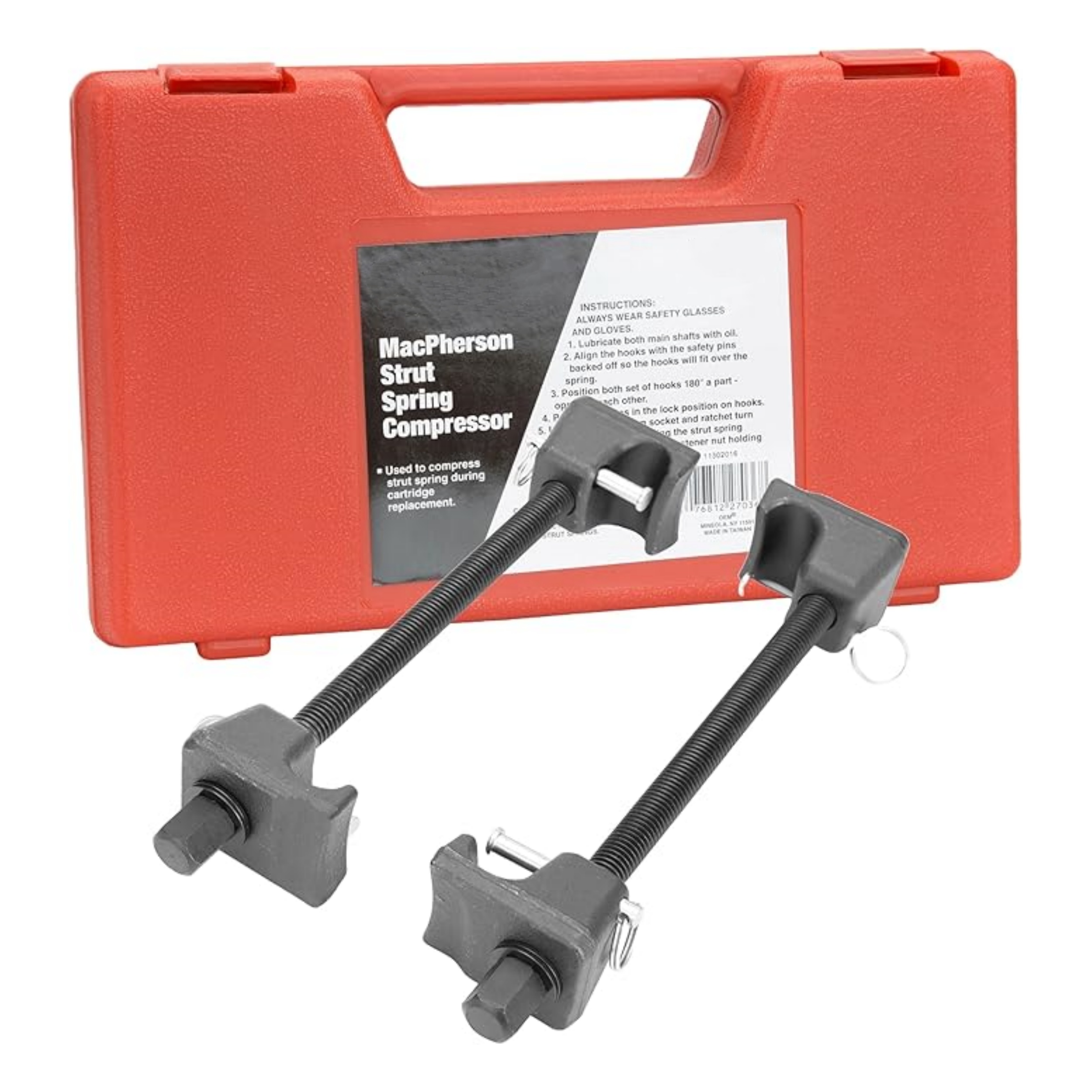 MacPherson Strut Spring Compressor – Set of 2, 10.75 Inch, with Storage Case