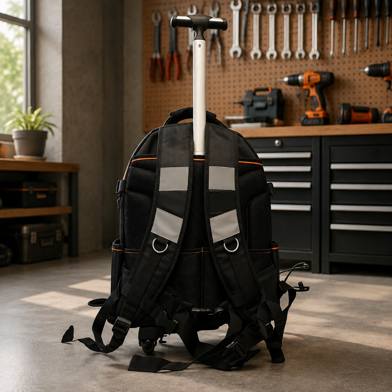 Rolling Tool Backpack – 26L Portable Professional Tool Bag With Wheels