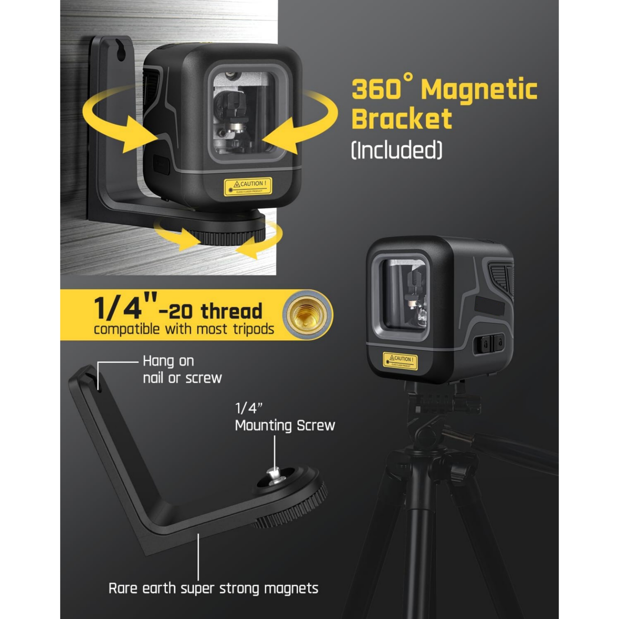 Pocket Green Laser Level – Self‑Leveling, 100ft Range, USB‑C Rechargeable 