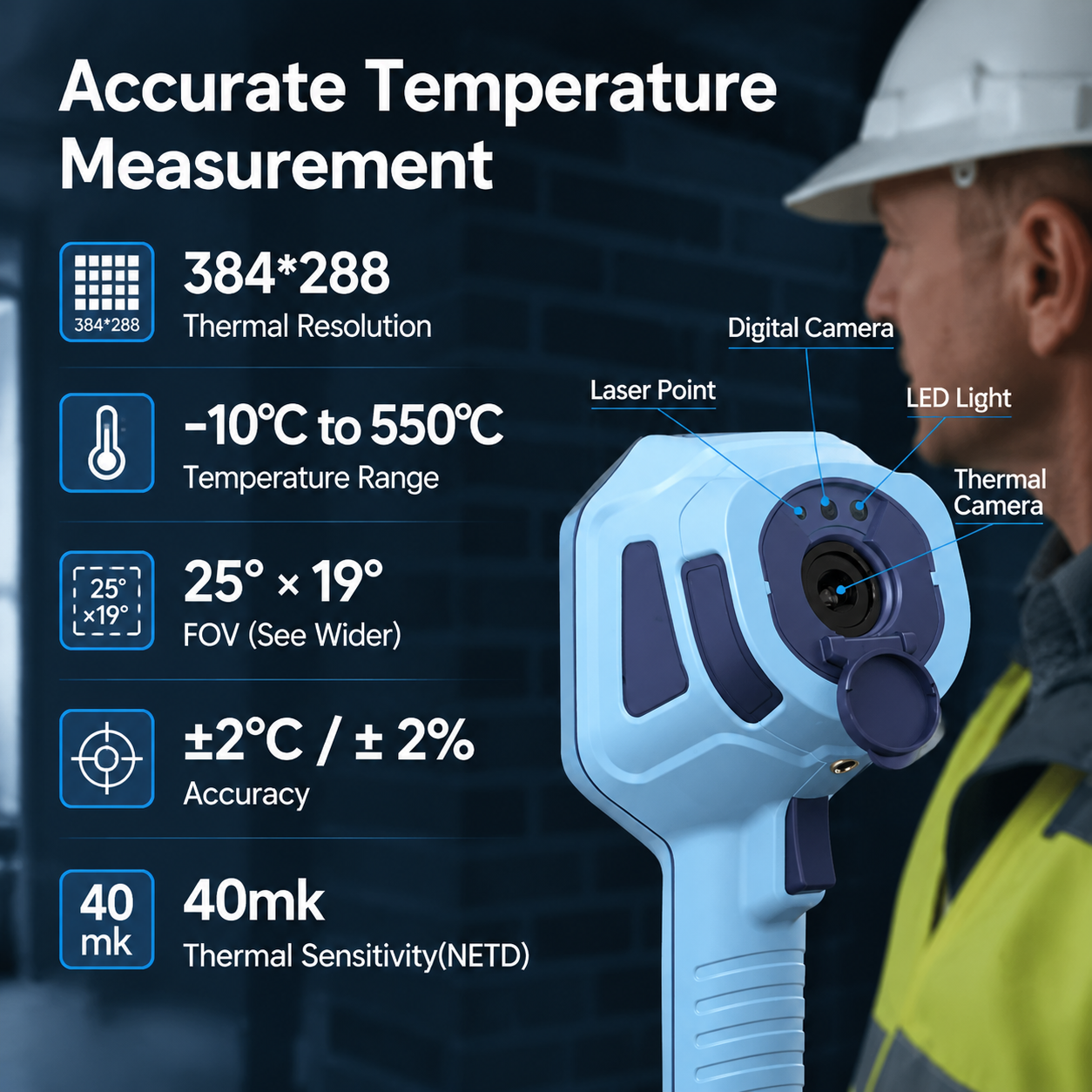 Handheld Thermal Imaging Camera – High-Resolution Infrared Imager for Building Inspections & HVAC