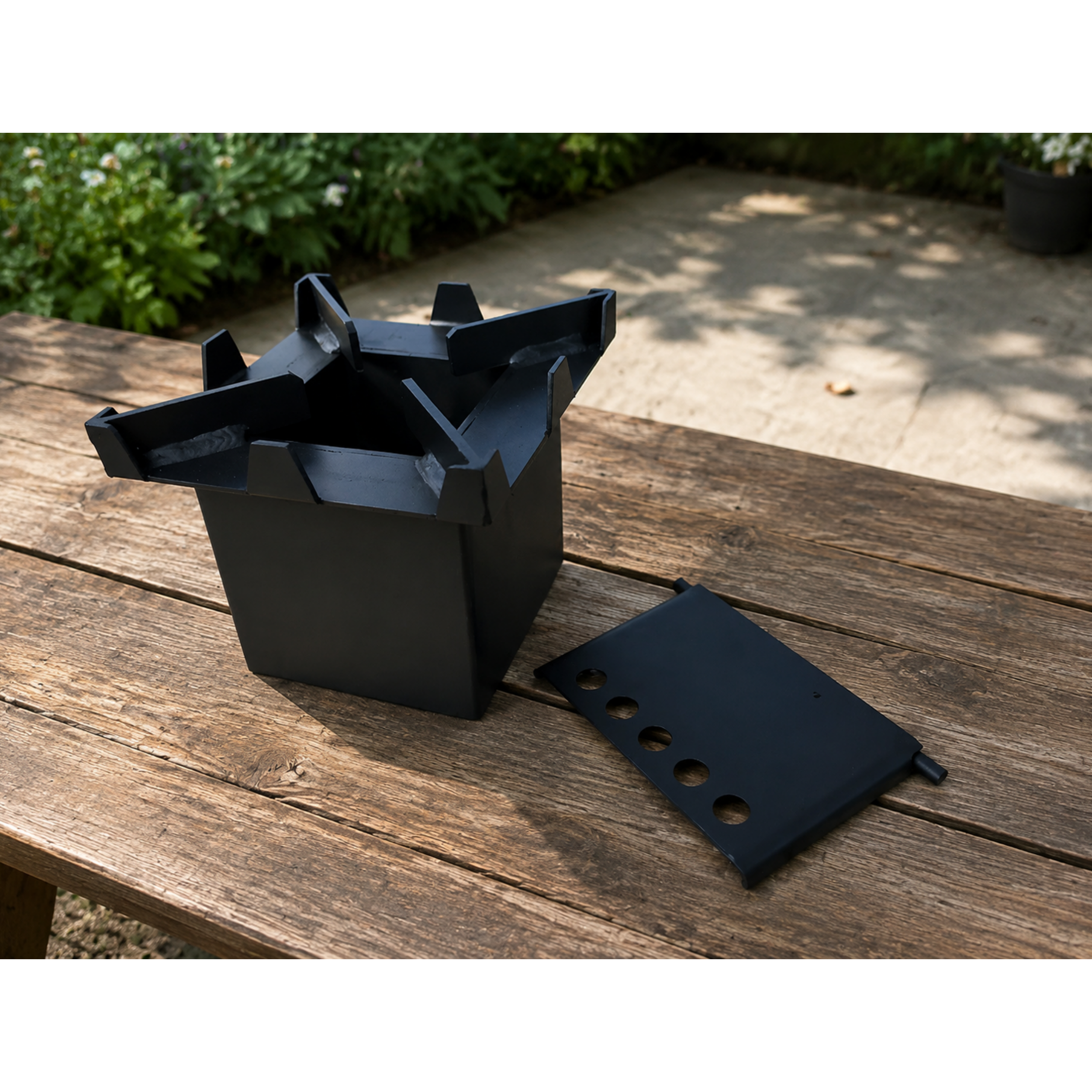 Portable Rocket Stove – Compact Outdoor Cooking System with Efficient Wood-Burning Design