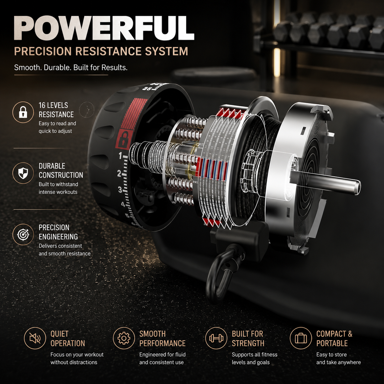Portable Smart Cable Gym – 5‑300 lbs Resistance, Bluetooth Connected, Folds for Storage