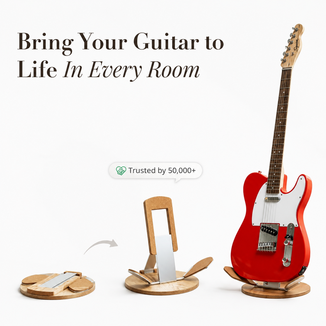 Foldable Wooden Guitar Stand – Portable Universal Instrument Display Stand