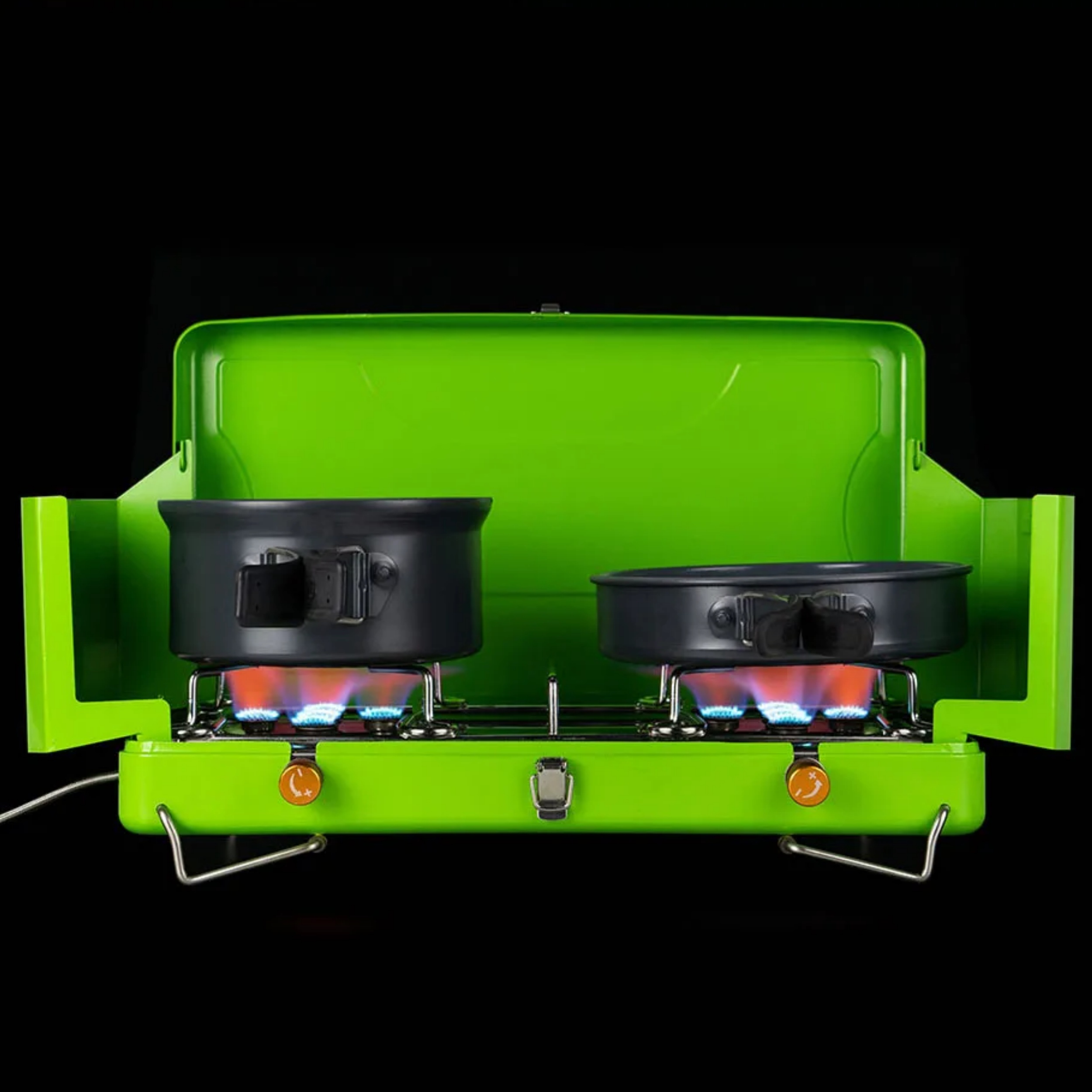 Twin Burner Windproof Camping Stove – High-Power Outdoor Cooking Solution