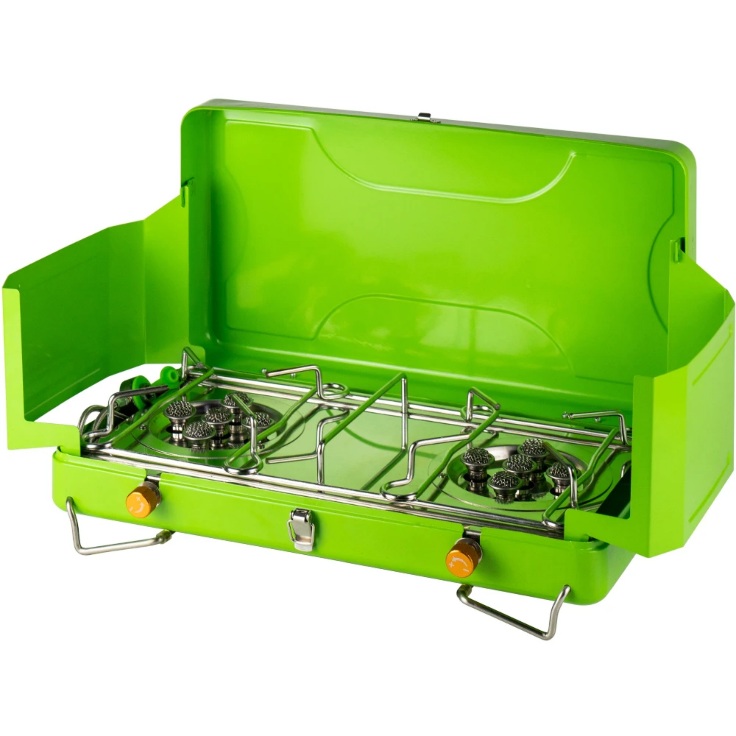 Twin Burner Windproof Camping Stove – High-Power Outdoor Cooking Solution