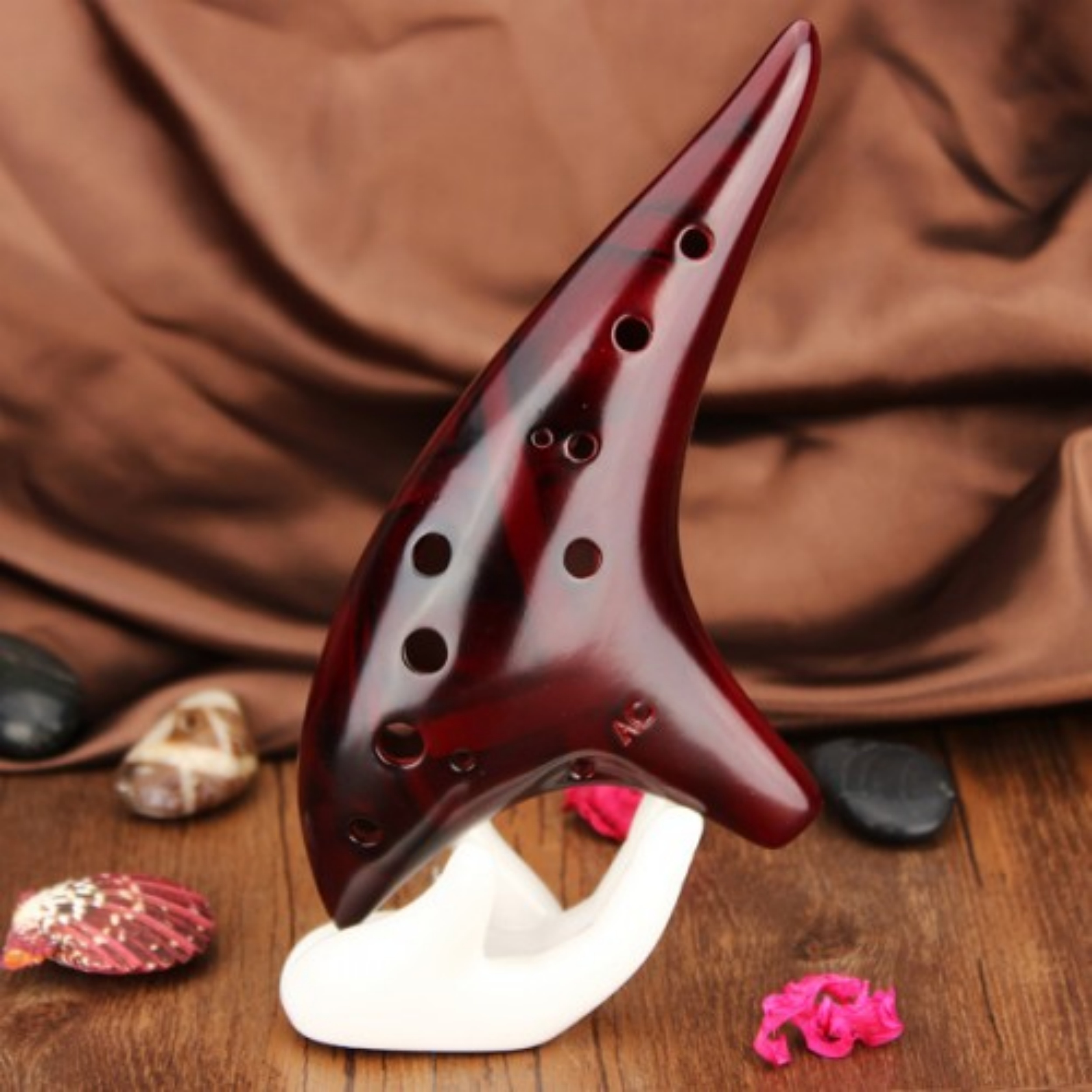 12‑Hole Alto C Ocarina – Smoldering Finish, Dolomite Material