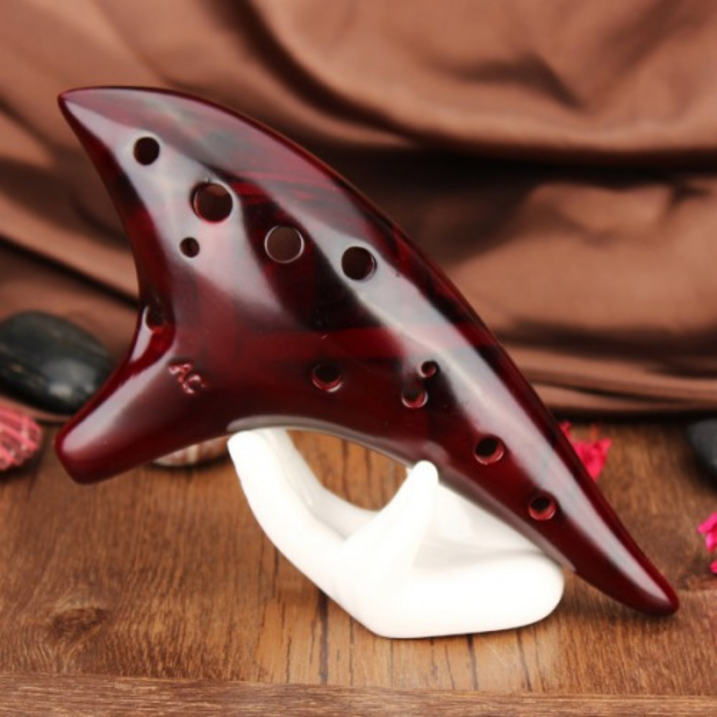 12‑Hole Alto C Ocarina – Smoldering Finish, Dolomite Material