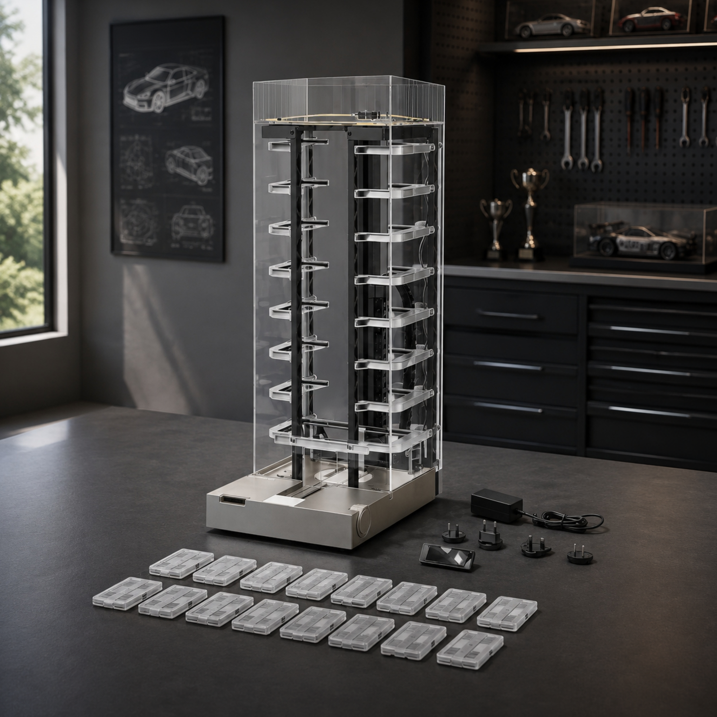 64-Car Display Tower – Vertical Storage Garage for 1:64 Model Cars