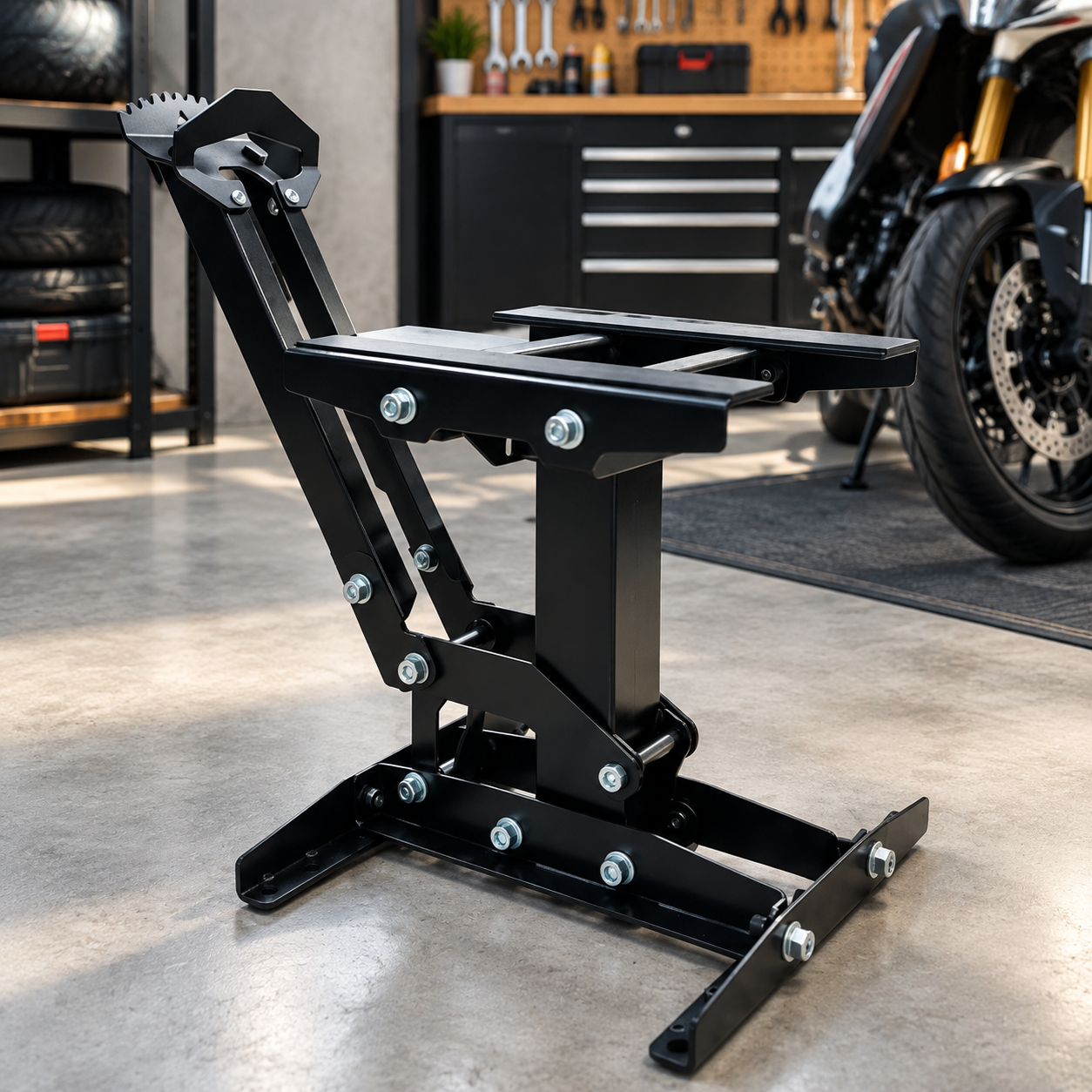Heavy-Duty Adjustable Motorcycle Lift Stand