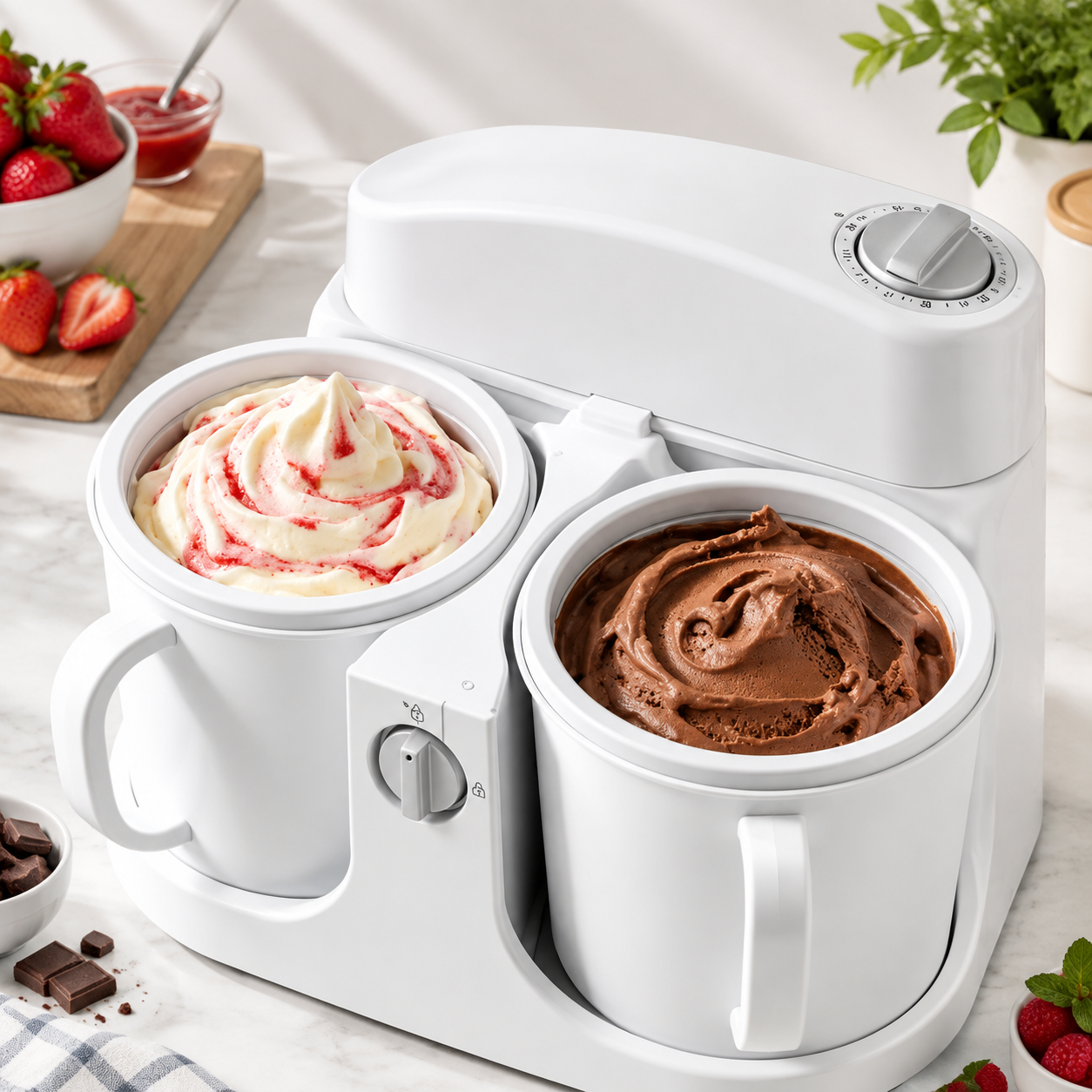 Dual-Bowl Ice Cream Maker
