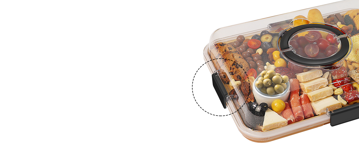 Renmxj Charcuterie Board with Clear Lid, Travel Portable Cheese Board Charcuterie Boxes