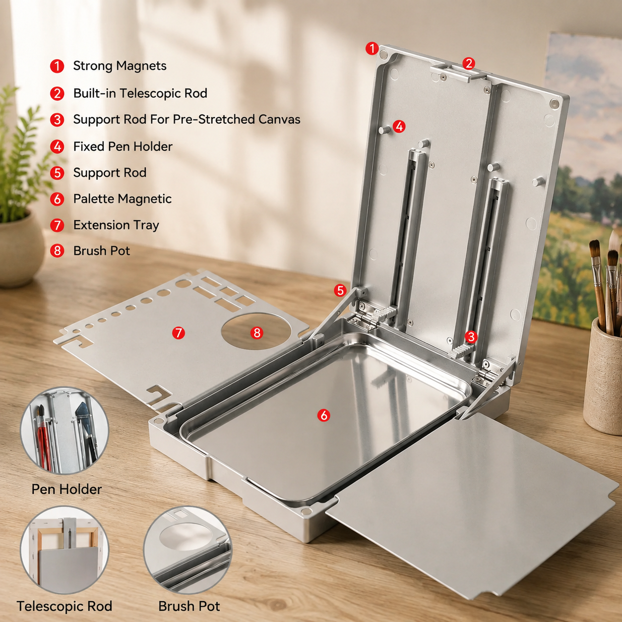 Portable Aluminum Artist Storage Box – Adjustable Plein Air Painting Case