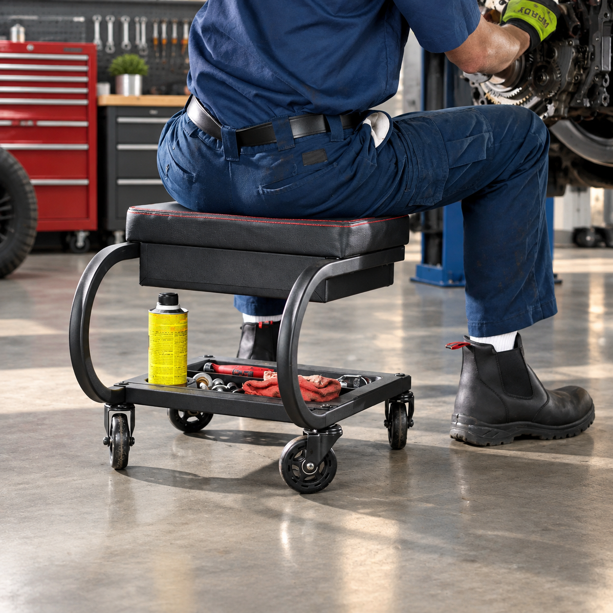 Heavy-Duty Rolling Mechanics Seat