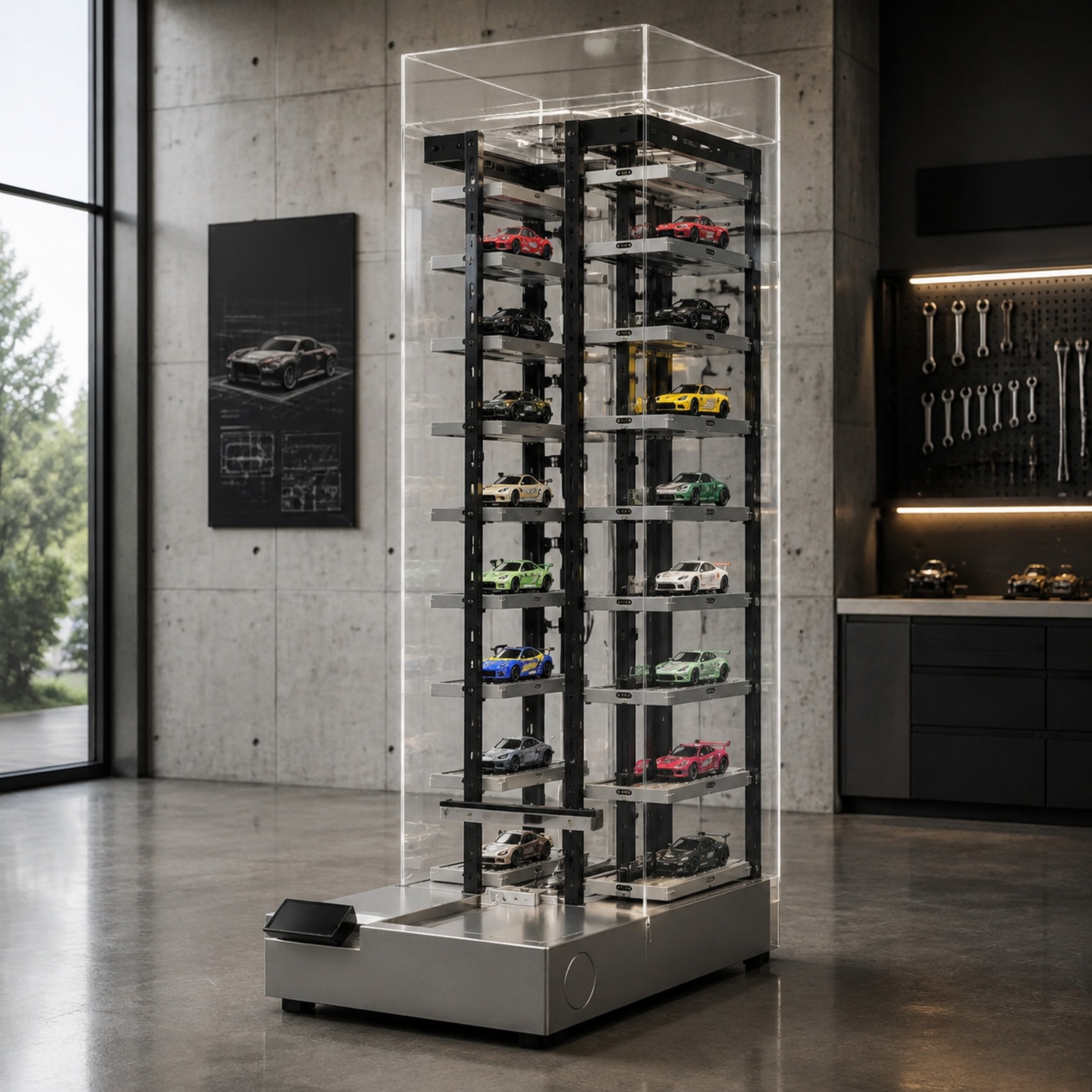 64-Car Display Tower – Vertical Storage Garage for 1:64 Model Cars