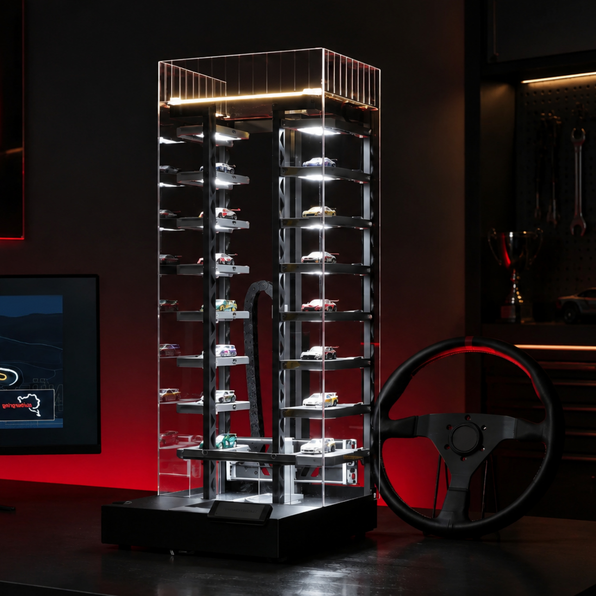 64-Car Display Tower – Vertical Storage Garage for 1:64 Model Cars