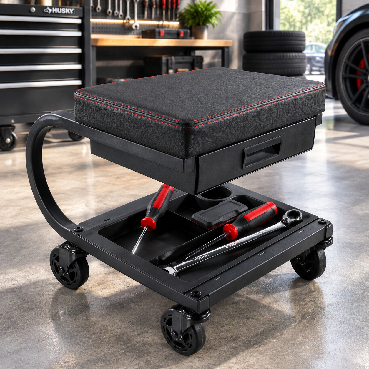 Heavy-Duty Rolling Mechanics Seat
